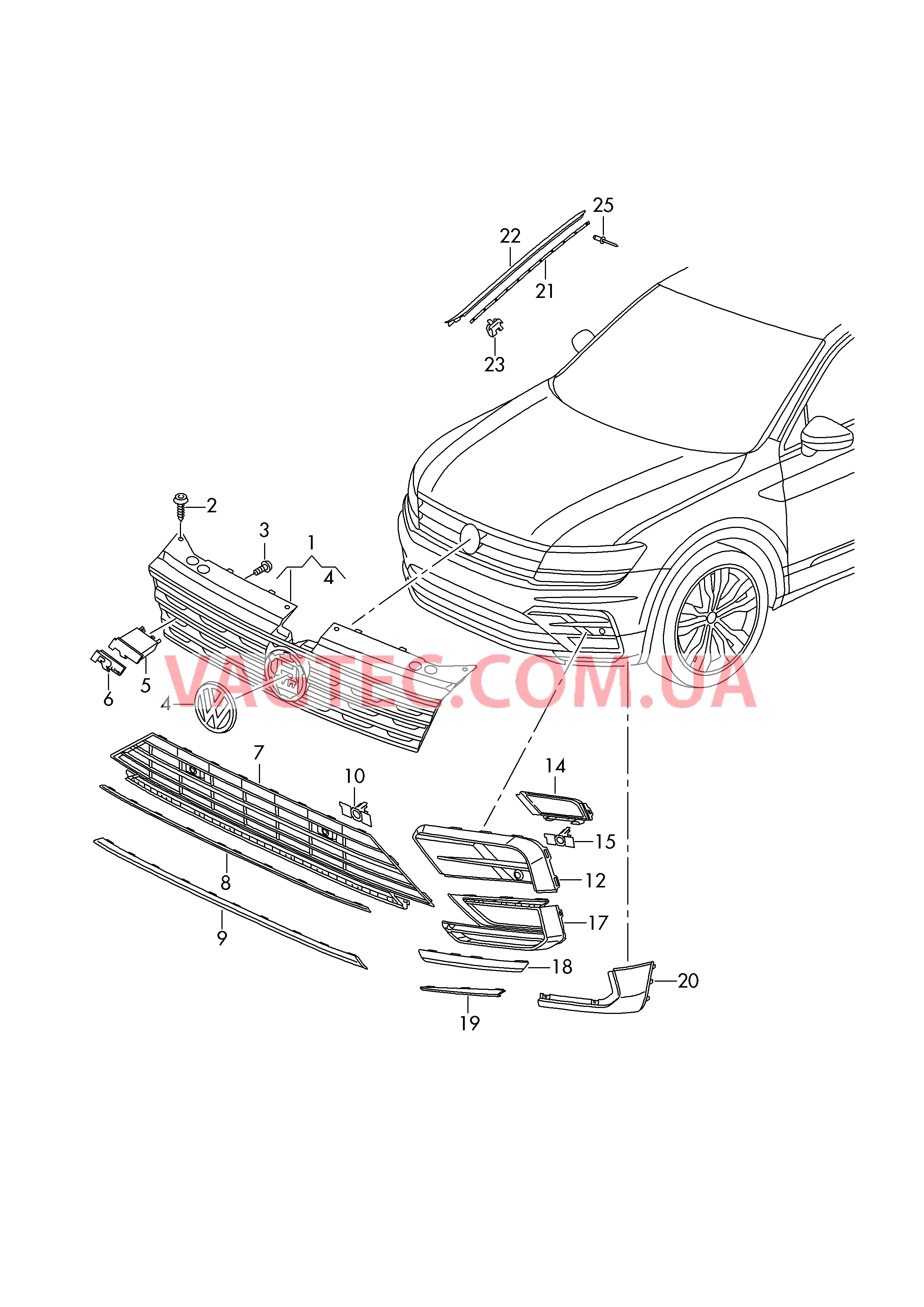 Решётка радиатора Водоотводящий щиток  для VOLKSWAGEN Tiguan 2017-1