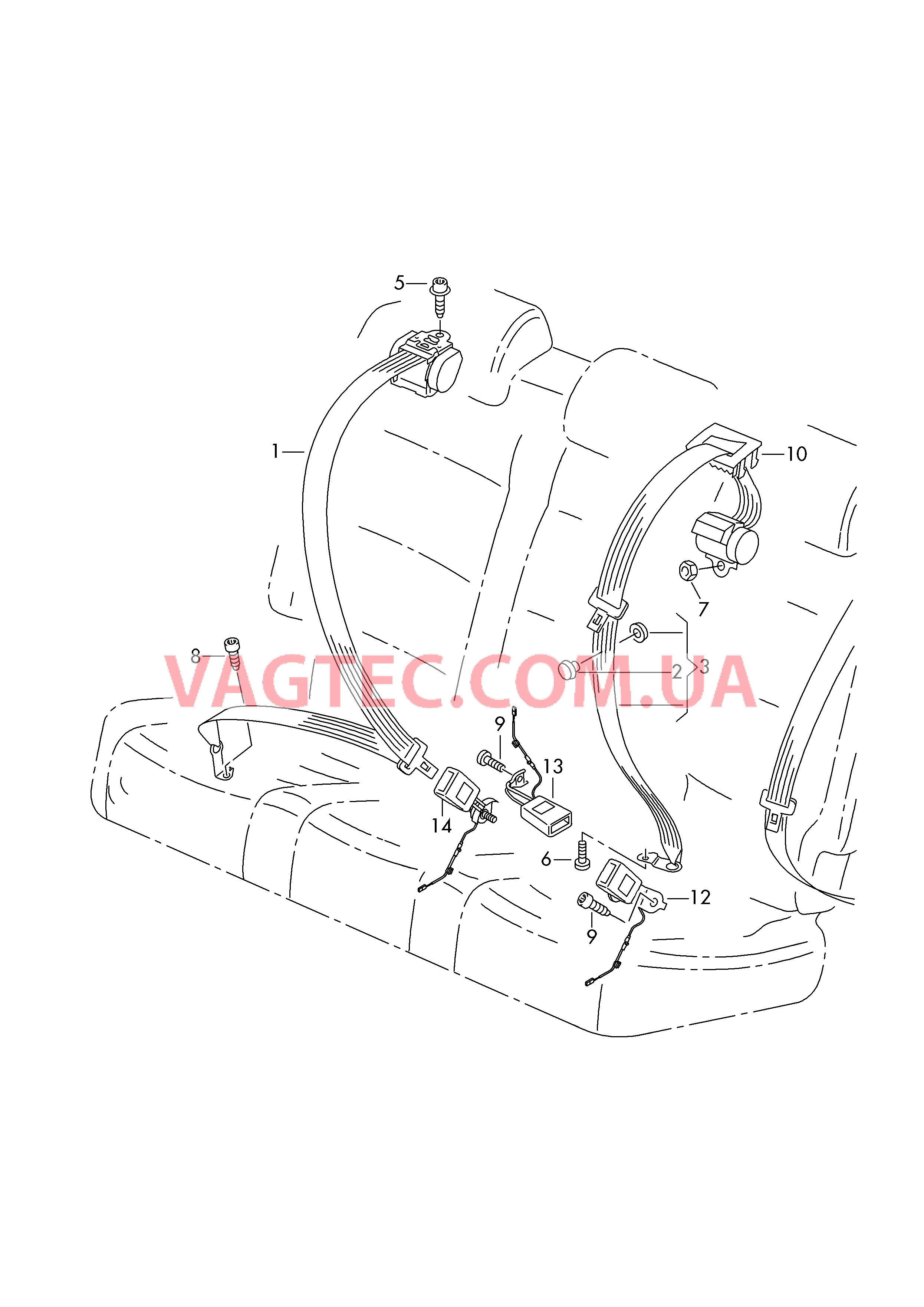 Трехточечн. ремень безопасн.  для VOLKSWAGEN Tiguan 2017-1