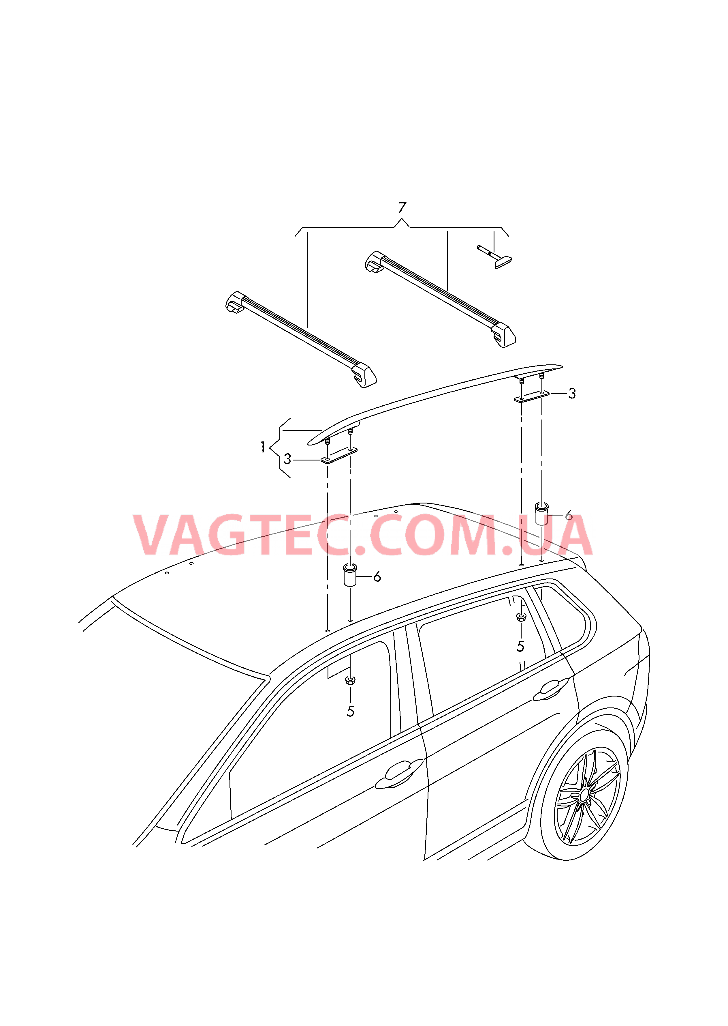 Pелинг на крыше  для VOLKSWAGEN Tiguan 2018