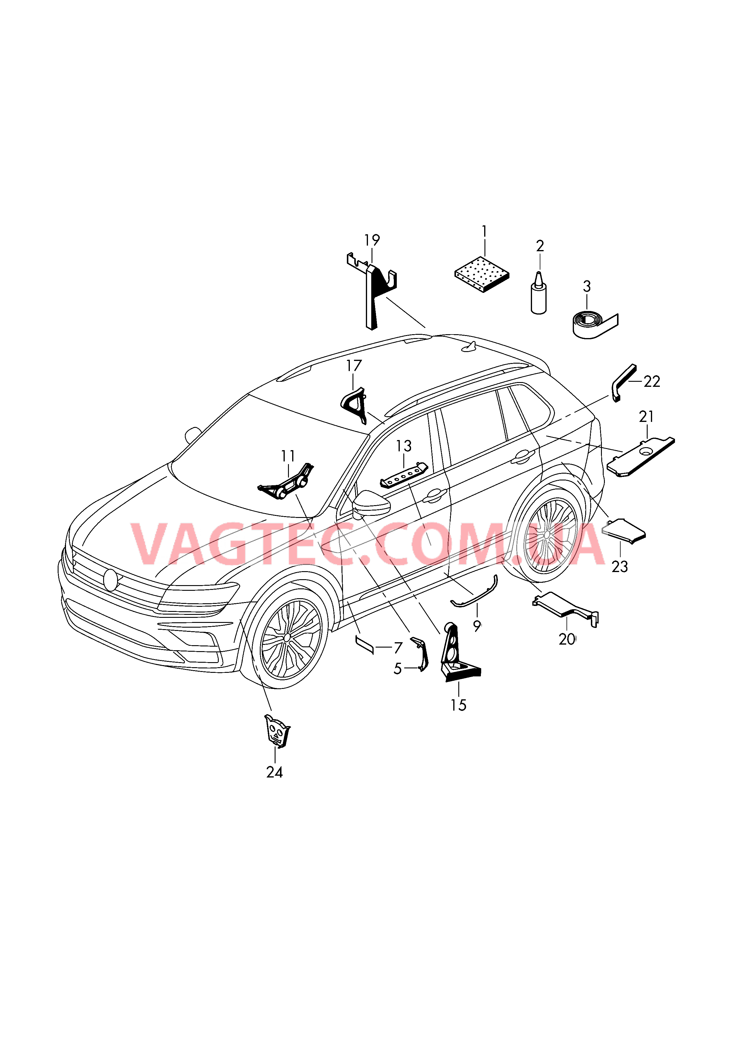 Шумоизоляция *Внимание! *При замене/ремонте *перегородок следовать ука*заниям Pуководств по ремонту *и/или другой документации. *  для VOLKSWAGEN Tiguan 2019