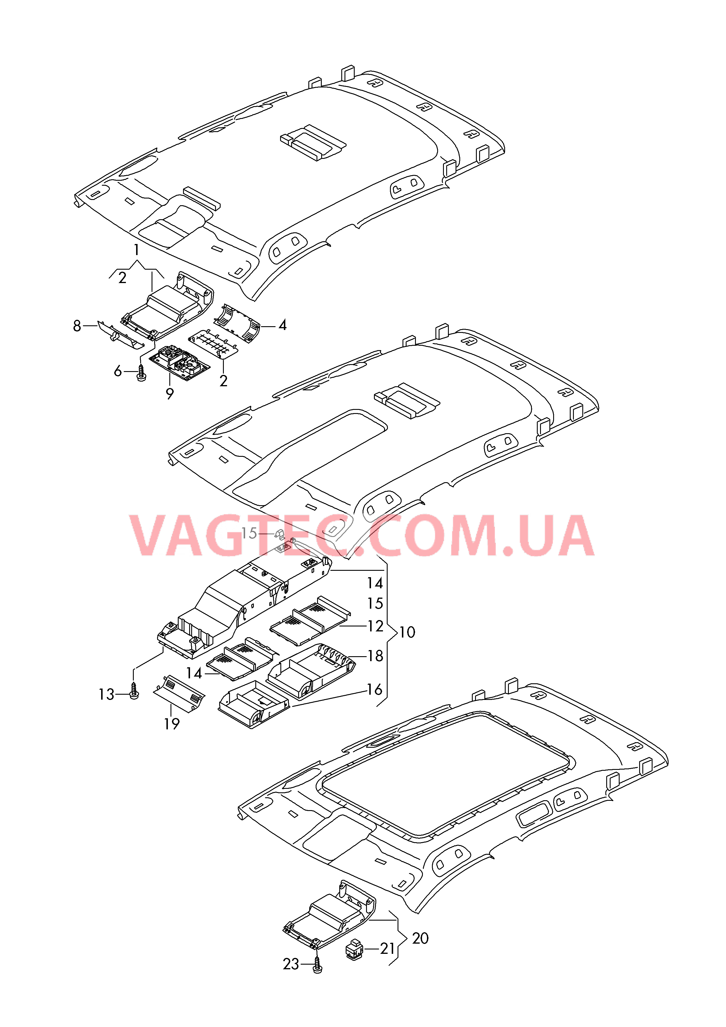 Потолочн.консоль с вещ.отсеком  для VOLKSWAGEN Tiguan 2017-1