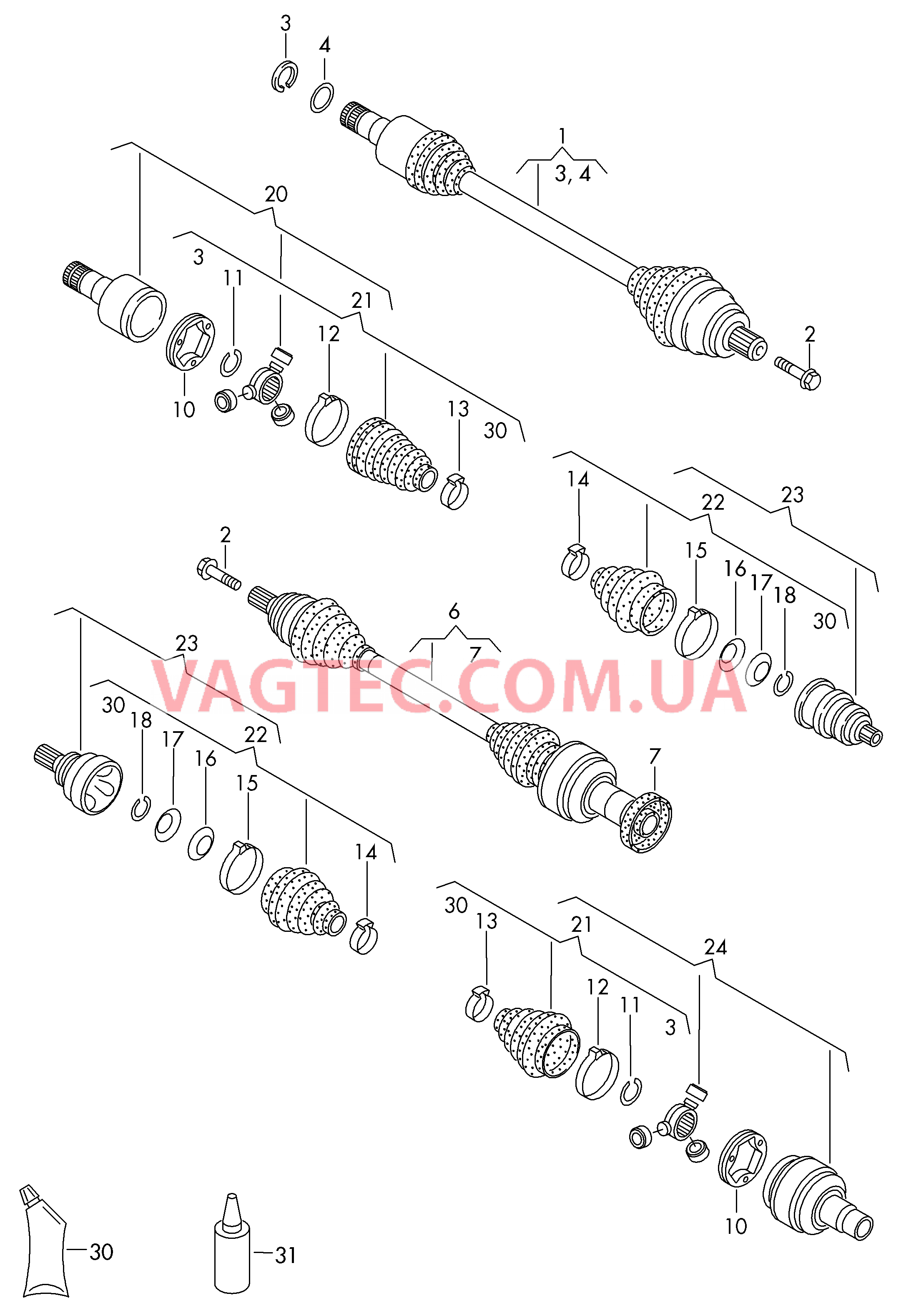 Приводной вал для 7-ступ. КП DSG D - 22.02.2011>> для VOLKSWAGEN Tiguan 2009