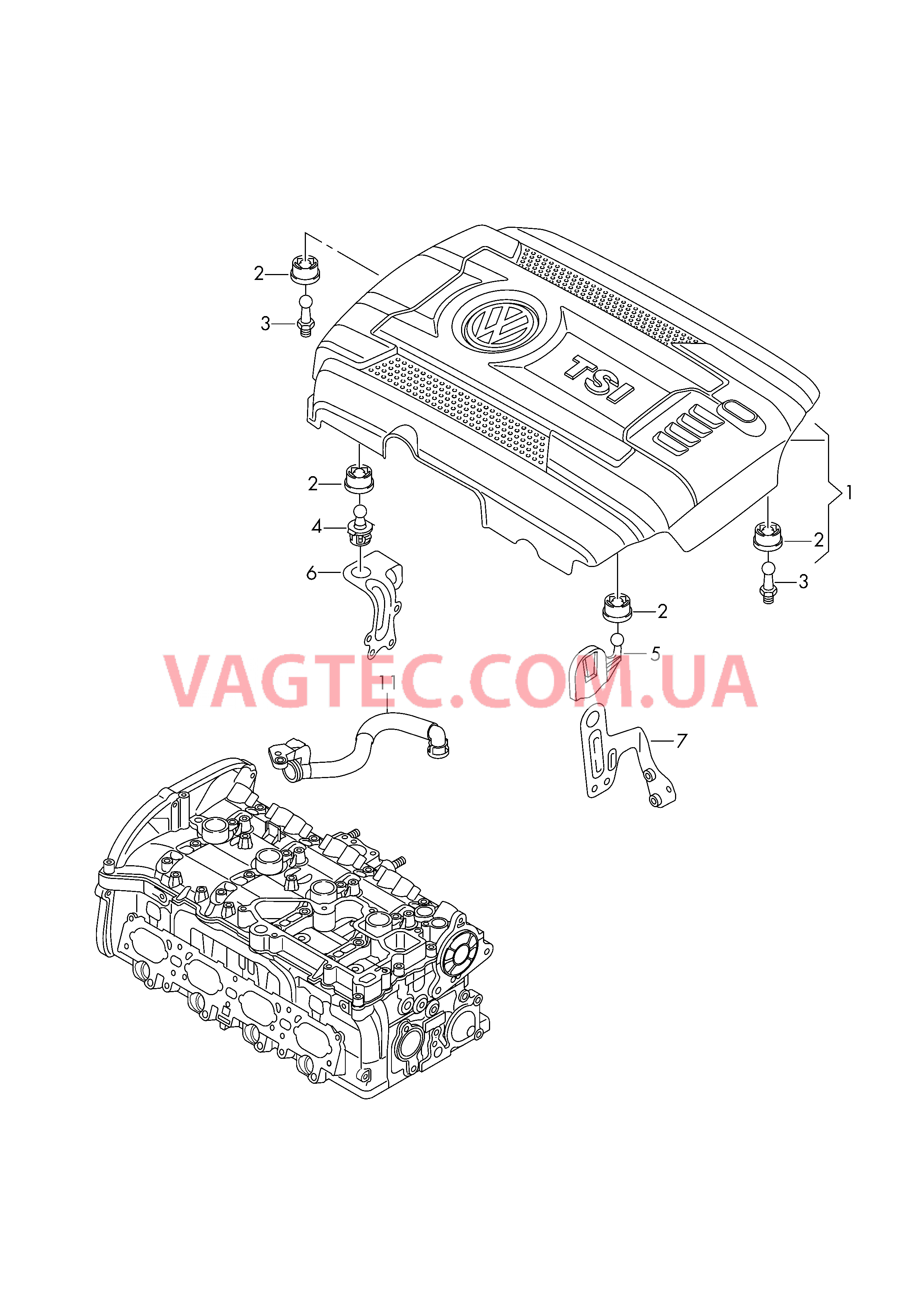Защ. кожух впускн. коллектора Вентиляция для крышки головки блока  для VOLKSWAGEN Tiguan 2016-1