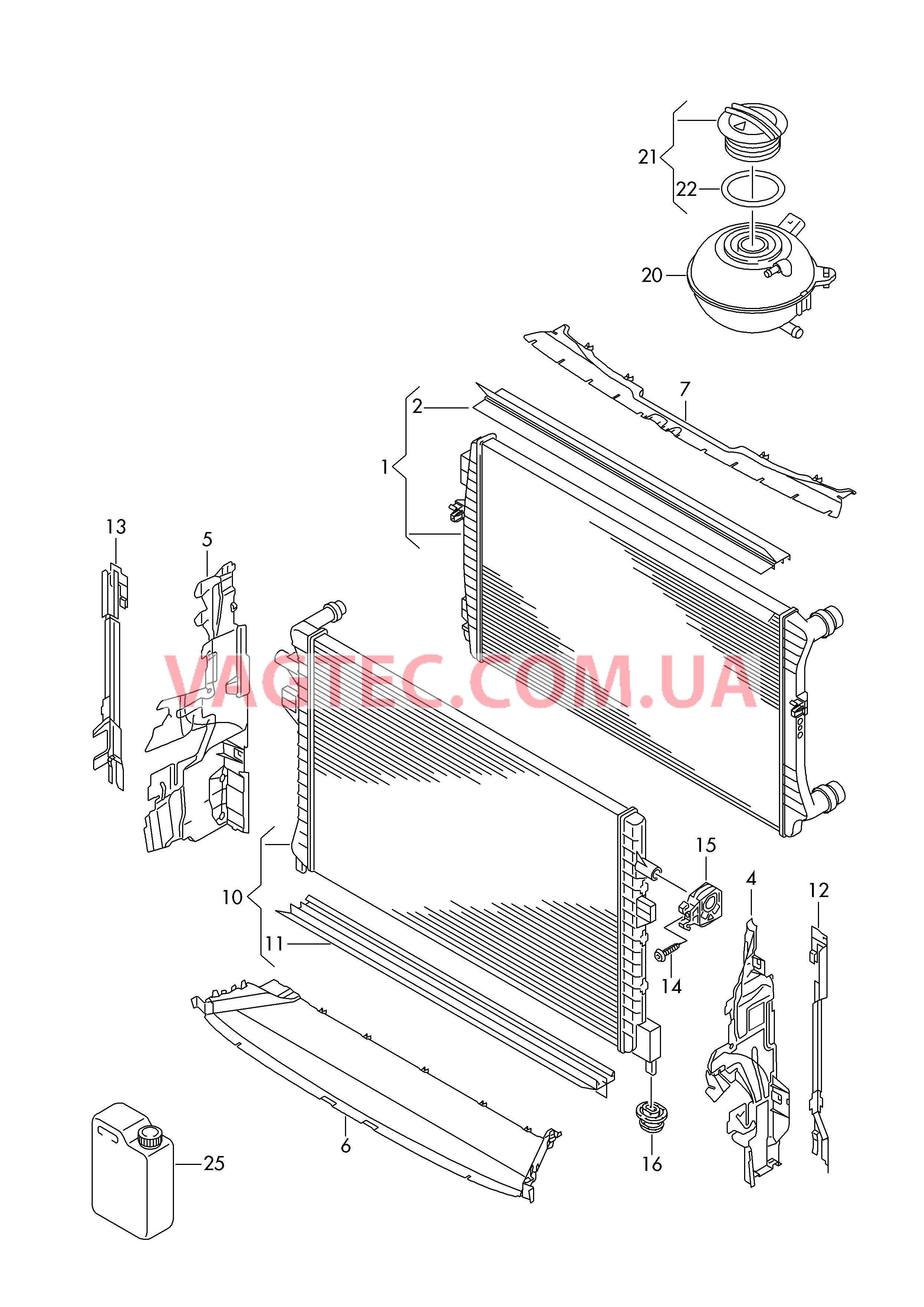 Радиатор охлаждающей жидкости Дополнительный радиатор ОЖ Бачок, компенсационный  для VOLKSWAGEN Tiguan 2017-1