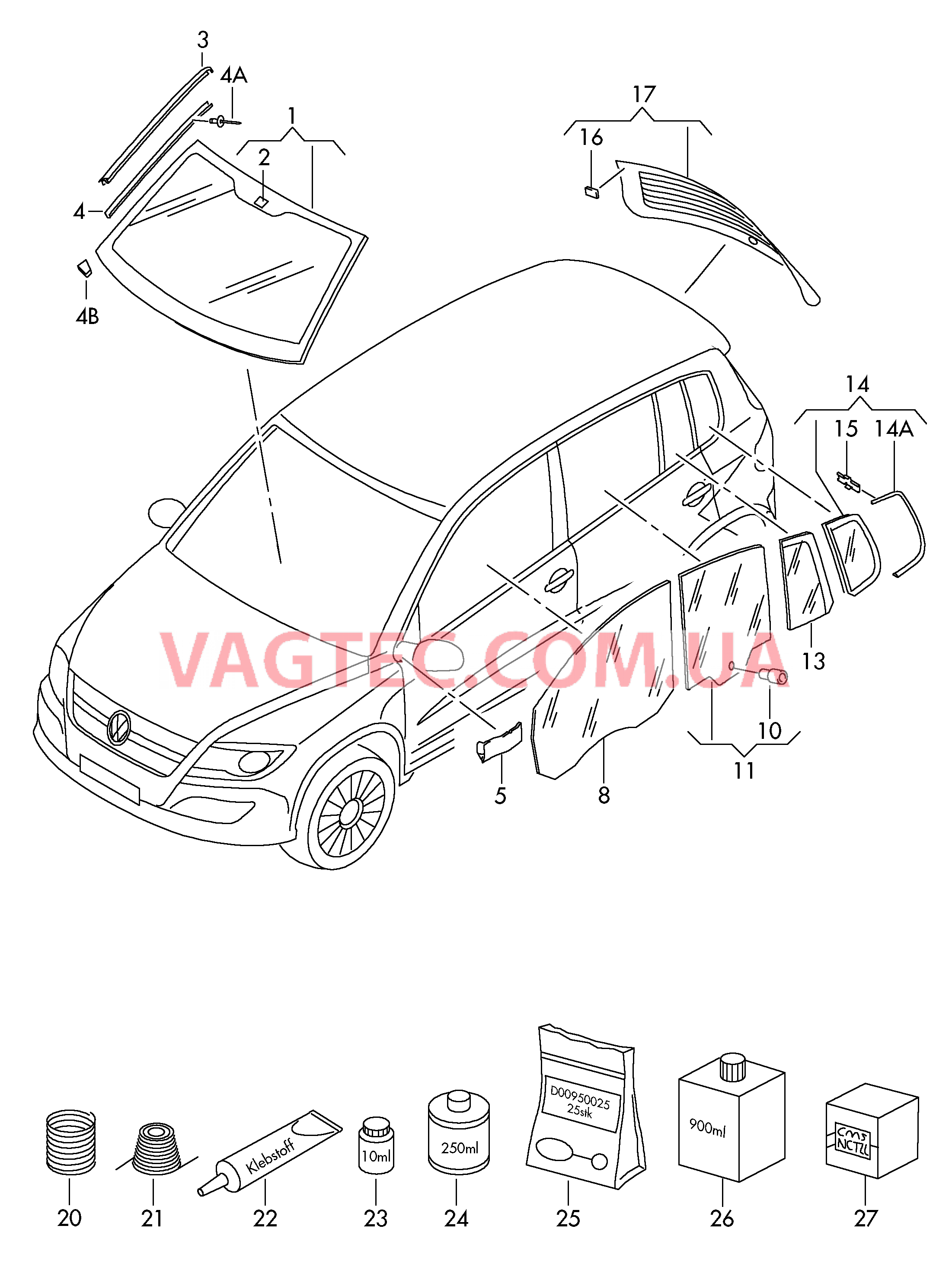 Стёкла  для VOLKSWAGEN Tiguan 2010