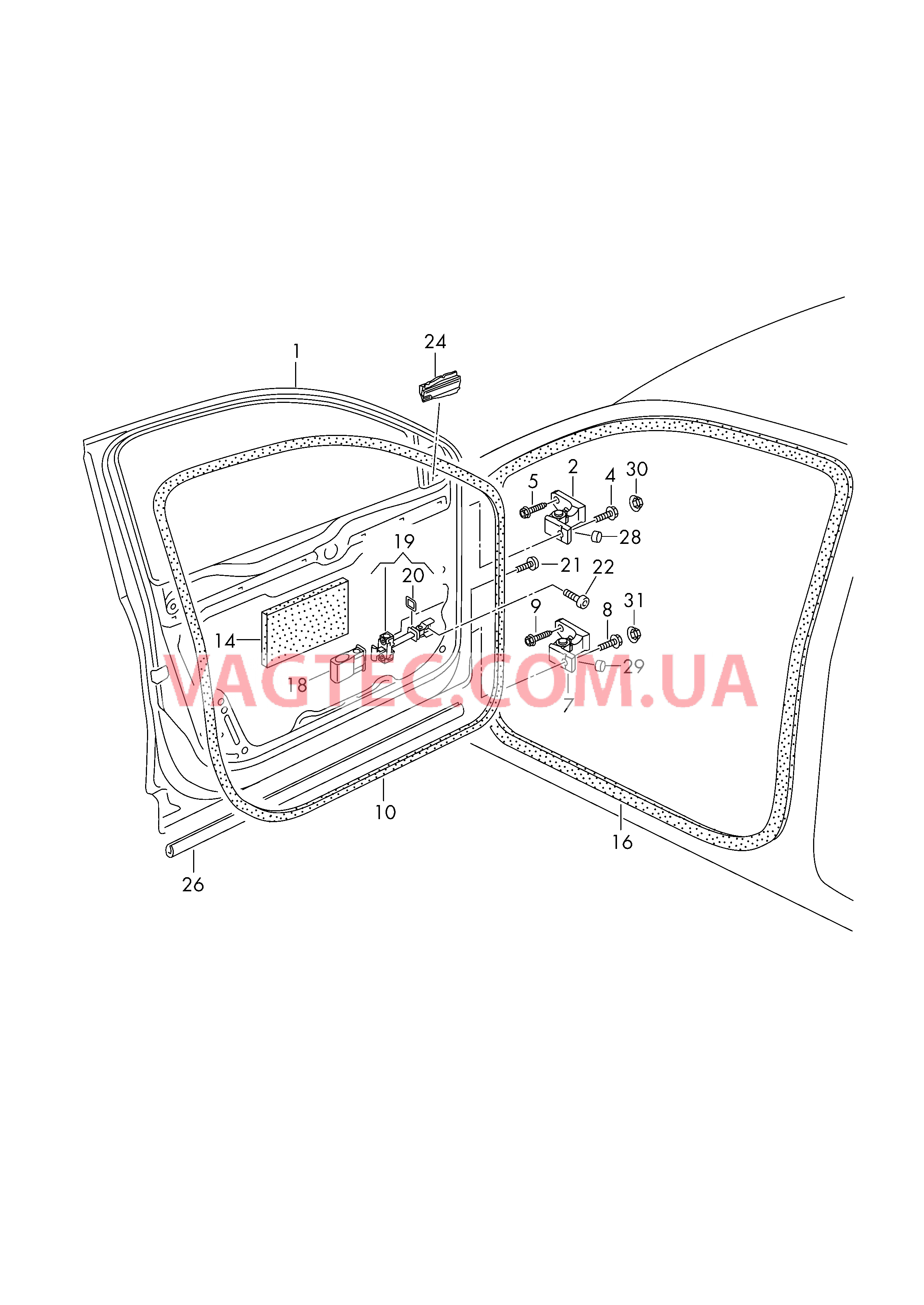 Двери Петля двери Уплотнитель двери  для VOLKSWAGEN Tiguan 2010