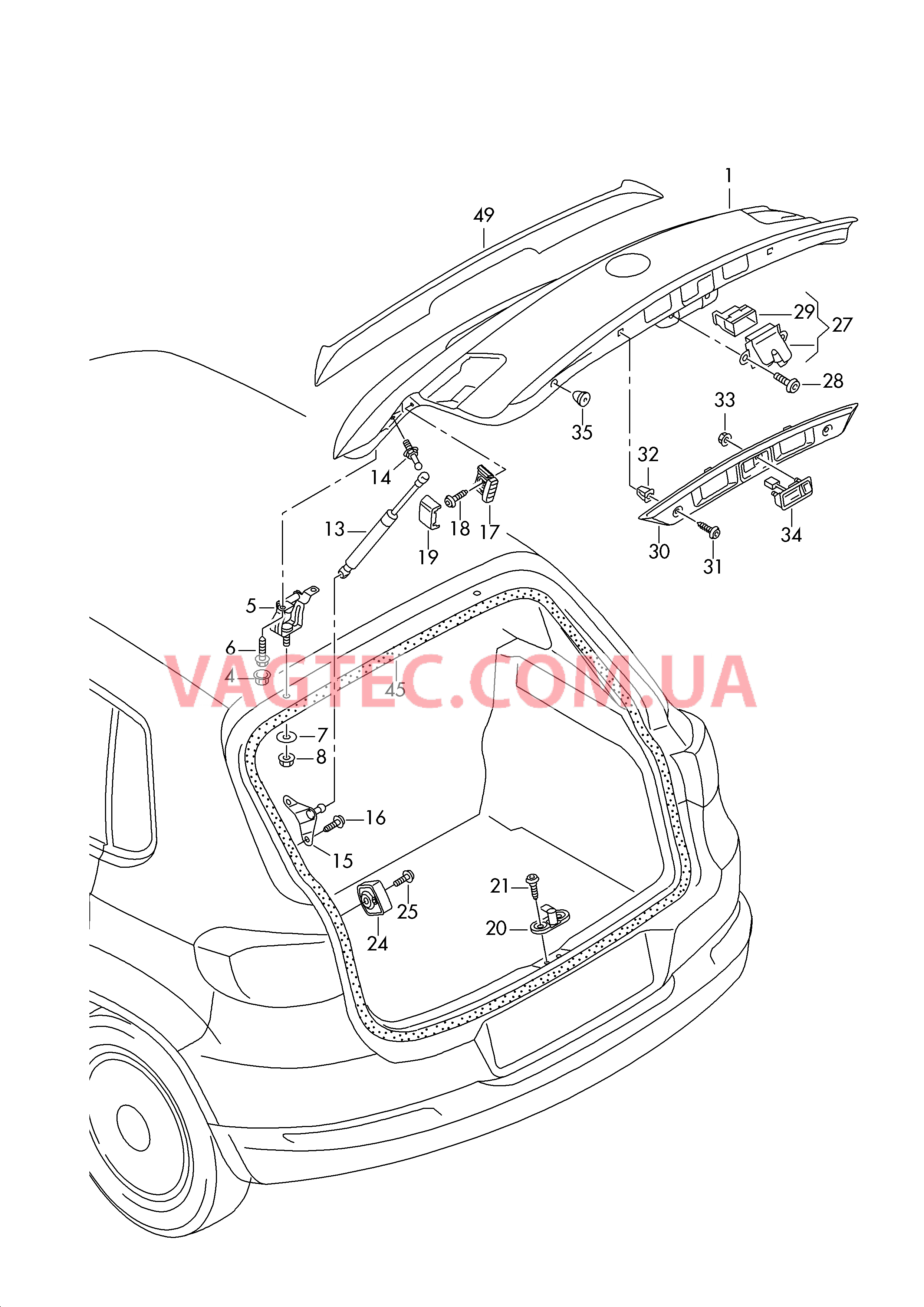 Крышка багажного отсека, Cпойлер для VW TIGUAN   для VOLKSWAGEN Tiguan 2008