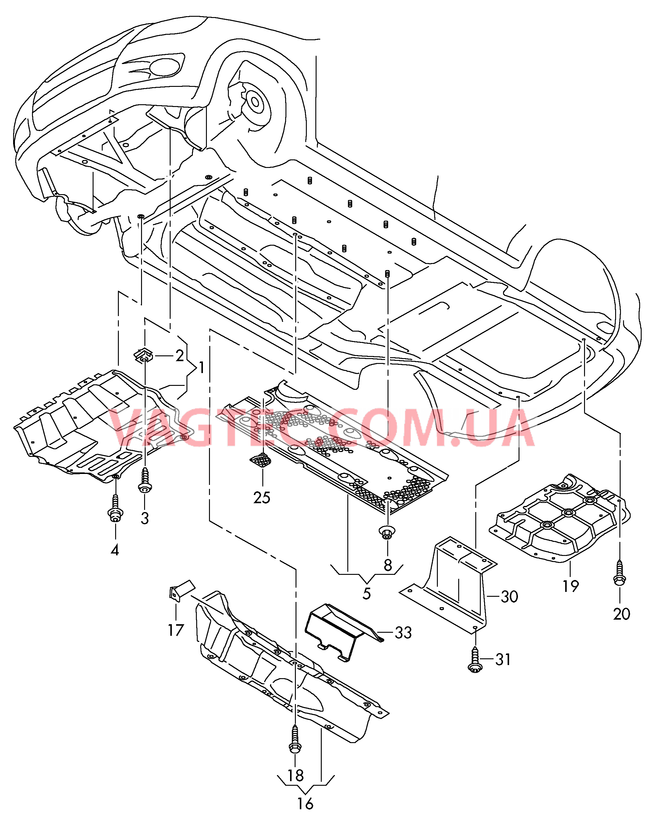 Облицовка днища, Шумоизоляция, Теплозащитный экран для VW TIGUAN  D - 02.11.2009>> для VOLKSWAGEN Tiguan 2008