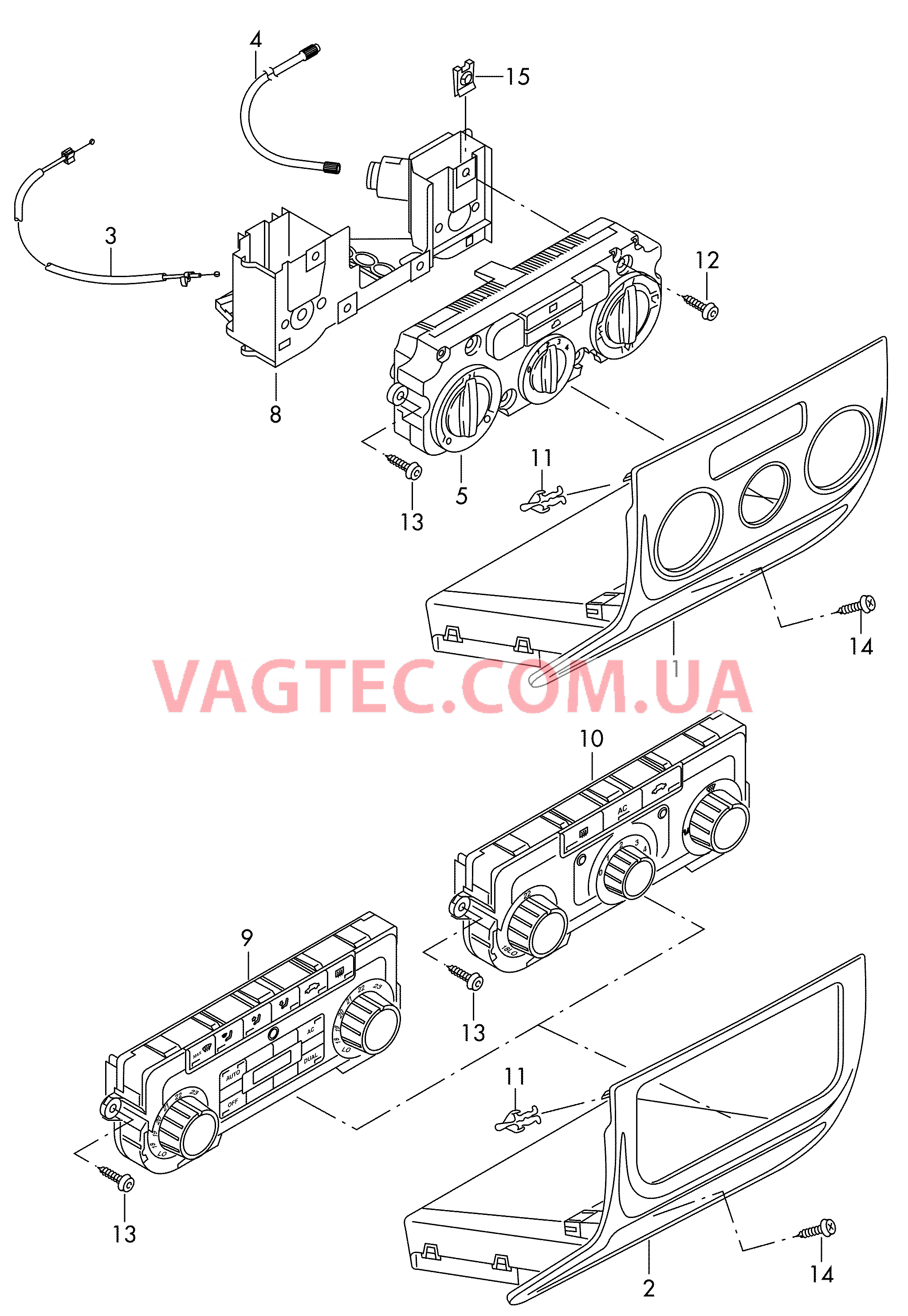 Регулировка подачи свежего и теплого воздуха   D - 02.11.2009>> для VOLKSWAGEN Tiguan 2010