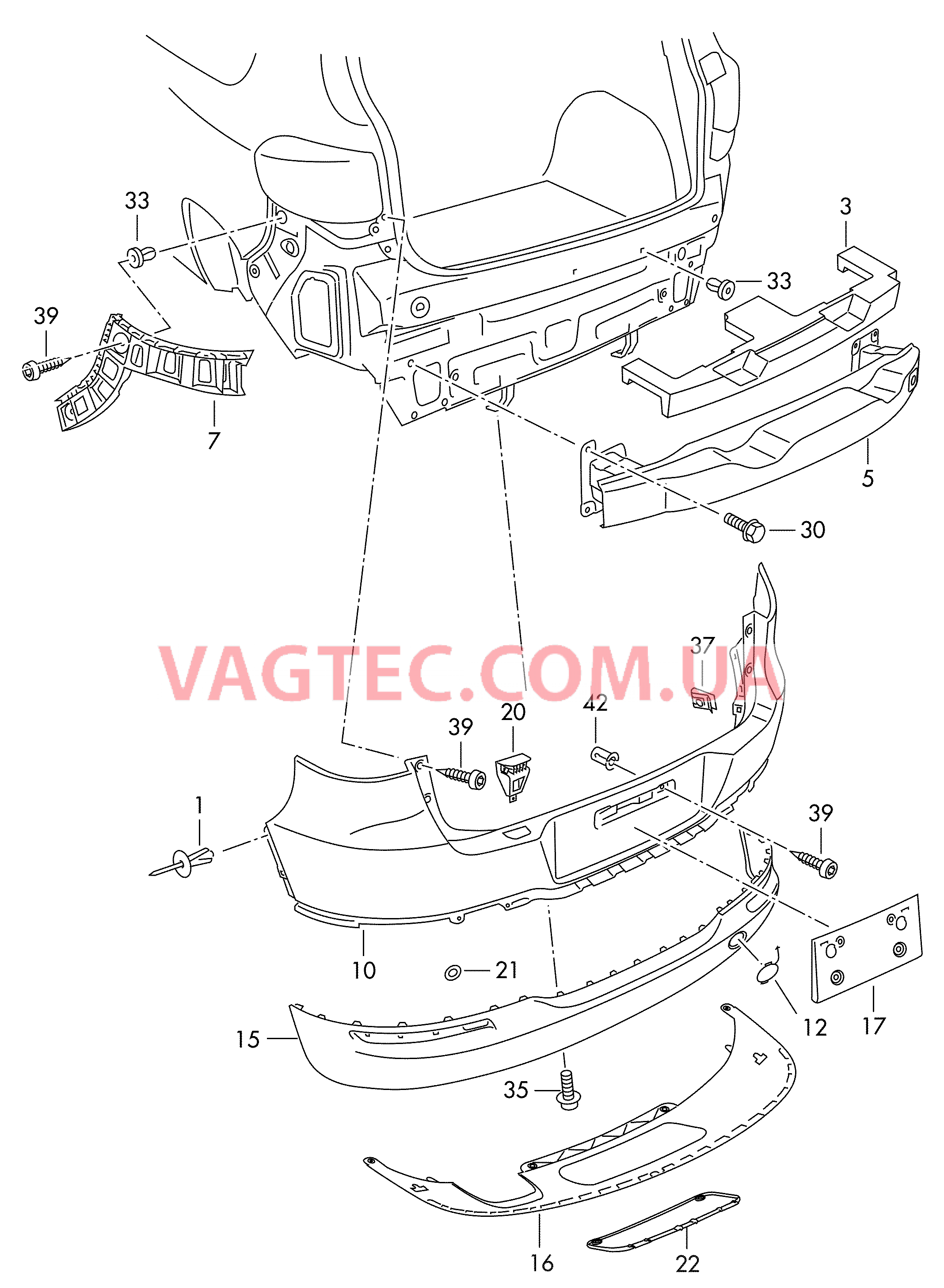 Бампер задний, Облицовка бампера для VW TIGUAN   для VOLKSWAGEN Tiguan 2008