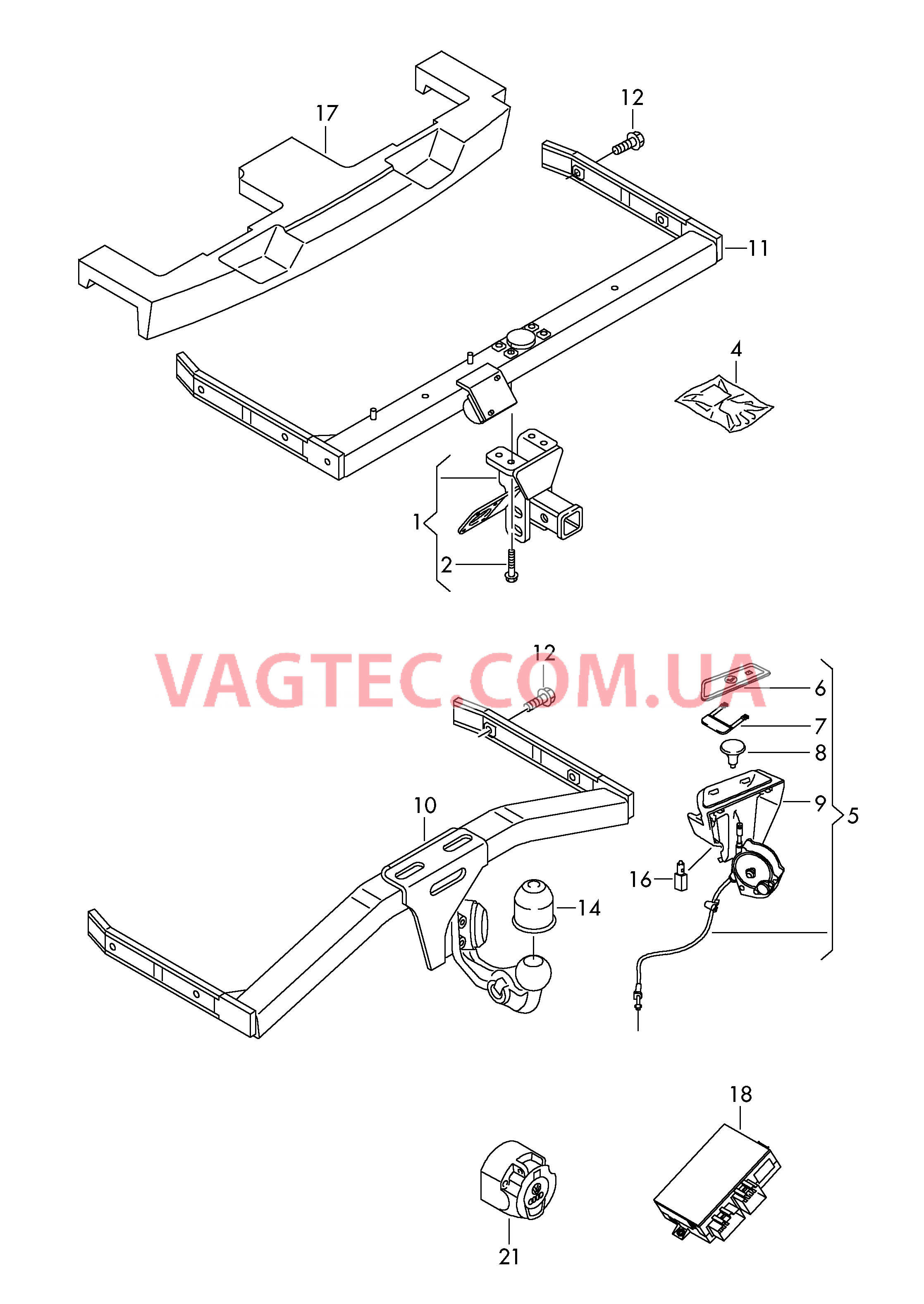 ТСУ (шаровой наконечник)                  Cм. памятку:  для VOLKSWAGEN Tiguan 2013