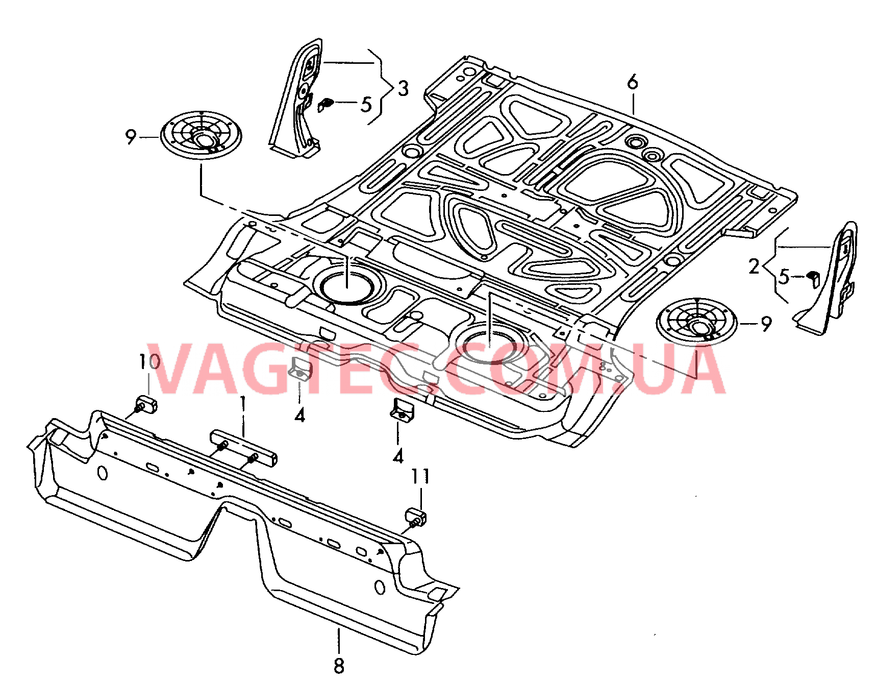 Панель пола  для VOLKSWAGEN Tiguan 2009