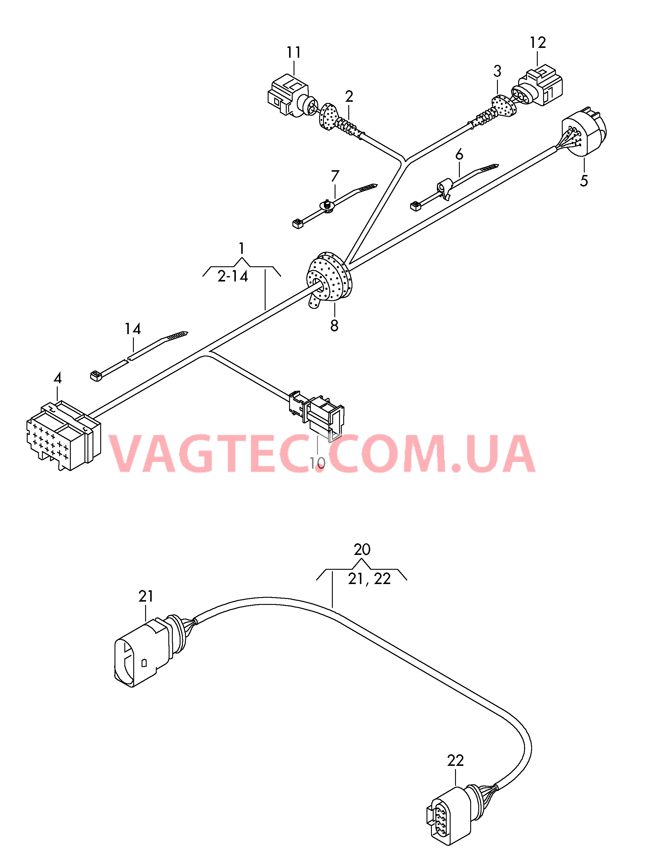 Жгут проводов с розеткой для ТСУ  Кабель-адаптер ALLRADKUPPLUNG ------------------------------  для VOLKSWAGEN Tiguan 2012