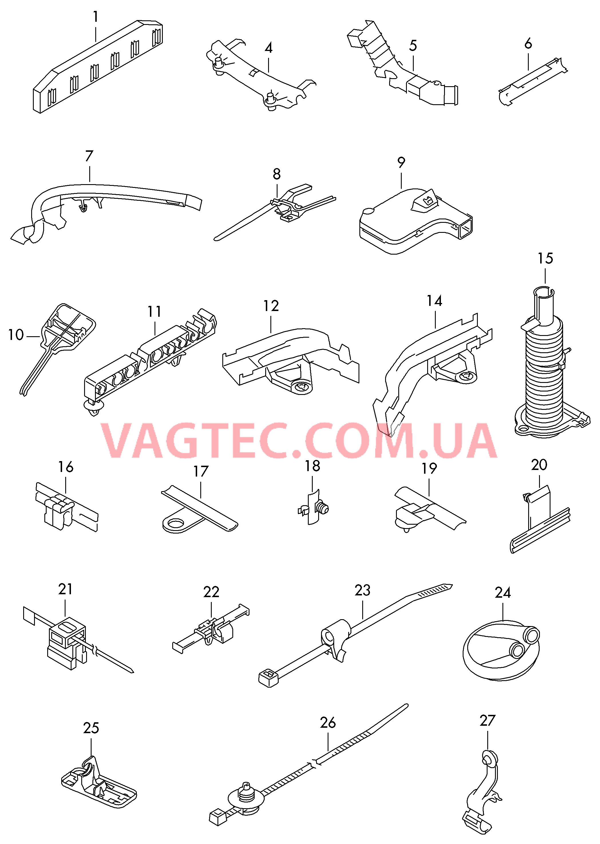 Крепеж кабеля, Центральный жгут для VW TIGUAN   для VOLKSWAGEN Tiguan 2008