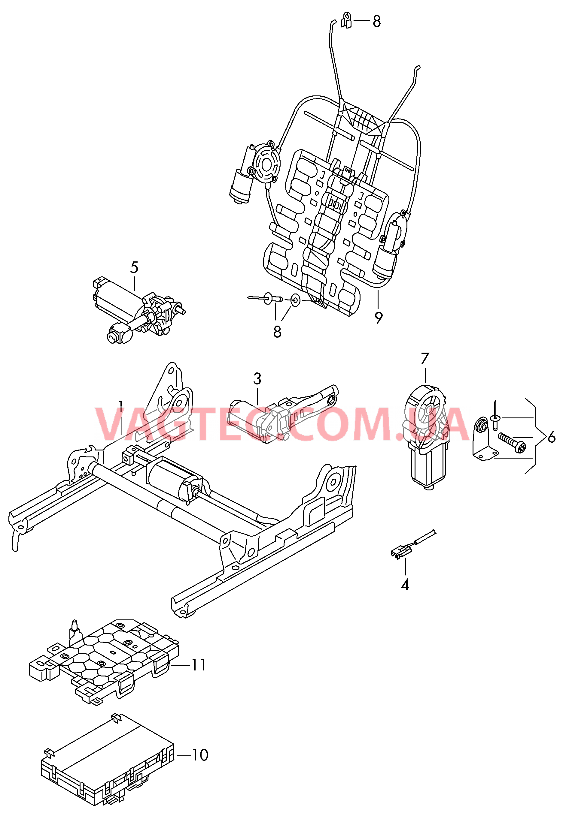 Электрические компоненты регулировки сиденья и спинки  для VOLKSWAGEN Tiguan 2011