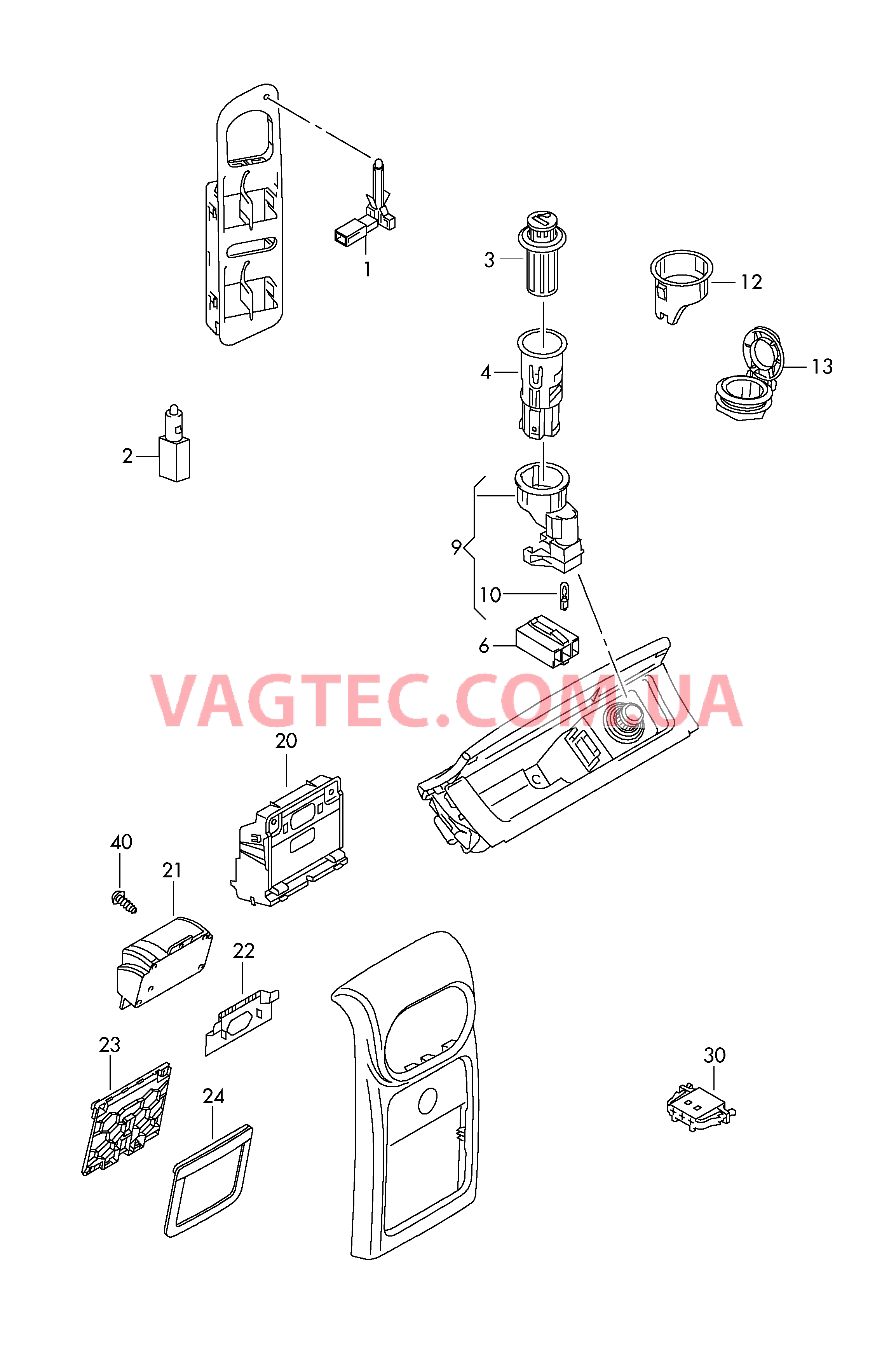 Лампа, контрольная для VW TIGUAN  Штепсельный разъем для VW TIGUAN  Прикуриватель, Штепсельный разъем для VW TIGUAN  для VOLKSWAGEN Tiguan 2008