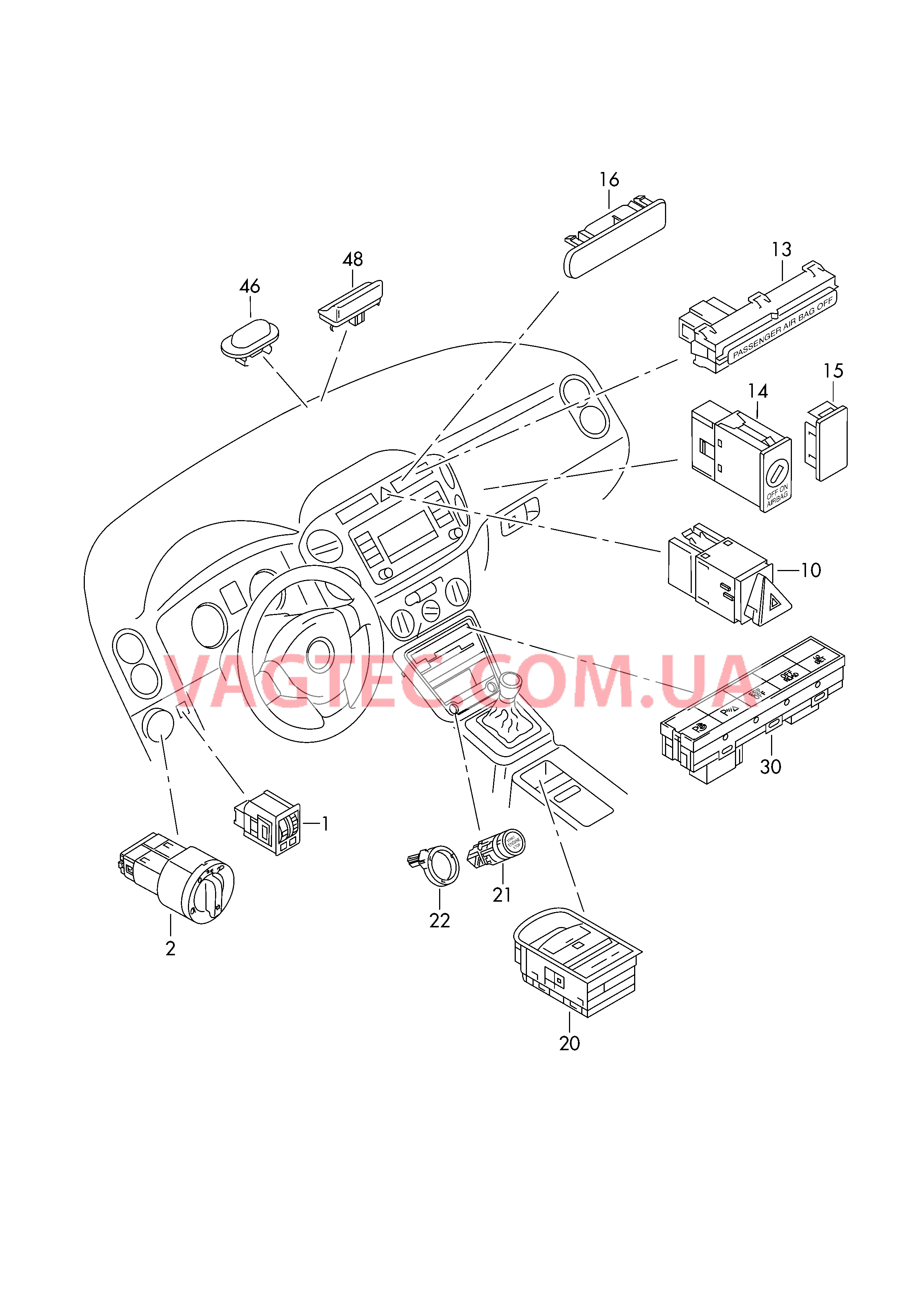 Выключатель света Выключатель в панели приборов Выключатель в централ. консоли Панель управления с кнопками БУ климатической установки  для VOLKSWAGEN Tiguan 2016