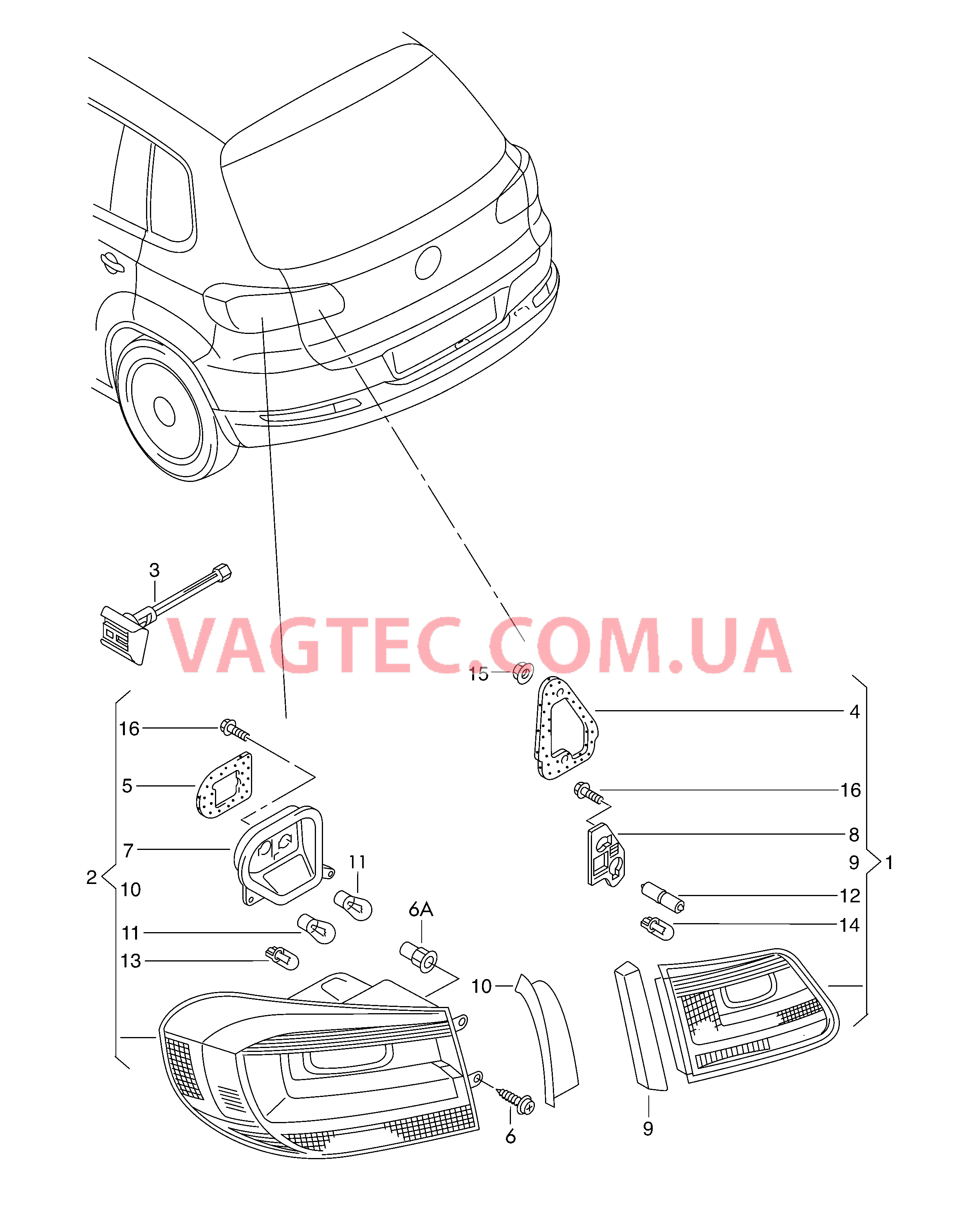 Задний фонарь  для VOLKSWAGEN Tiguan 2017