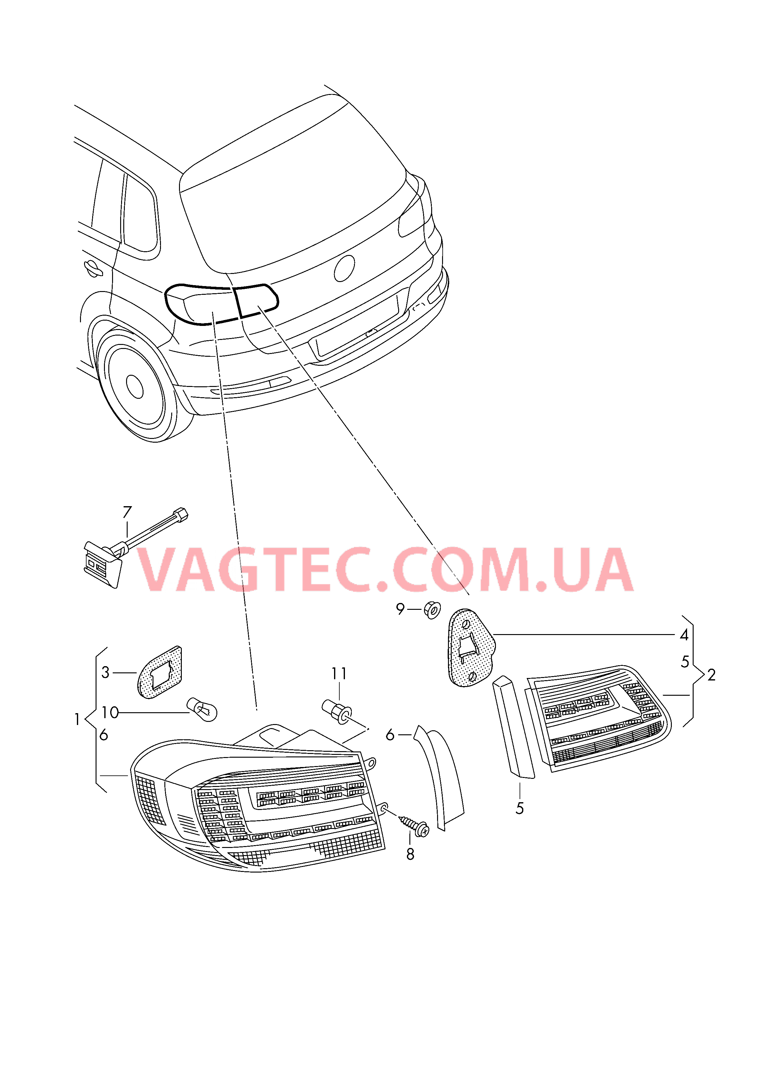 Светодиодный задний фонарь  для VOLKSWAGEN Tiguan 2015