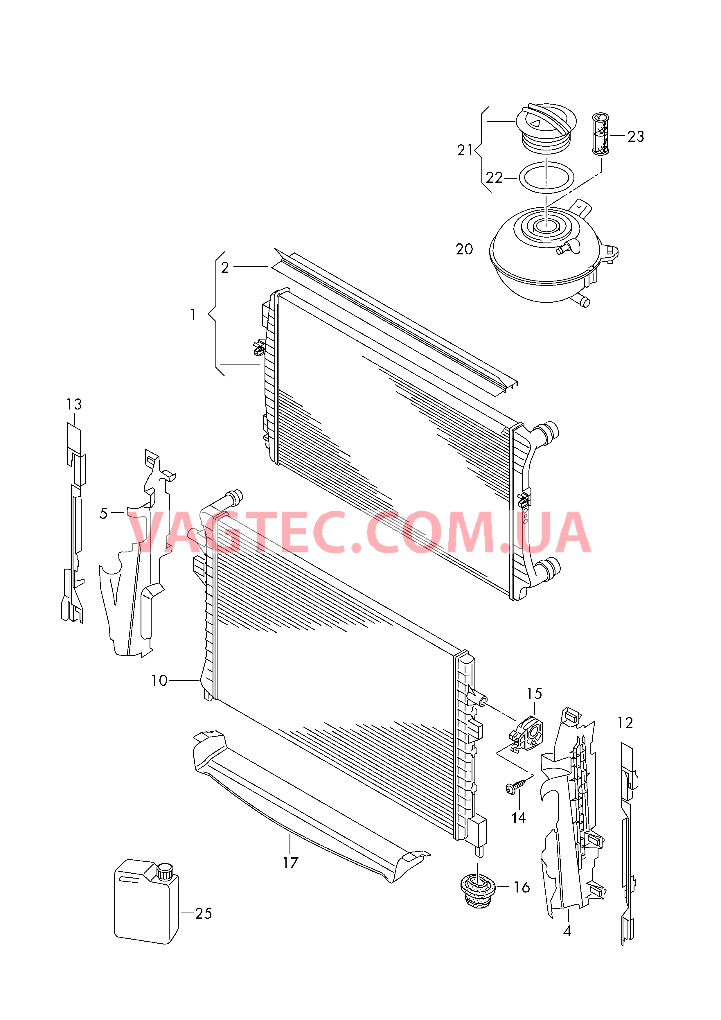 Радиатор охлаждающей жидкости Дополнительный радиатор ОЖ Бачок, компенсационный  для VOLKSWAGEN Tiguan 2017