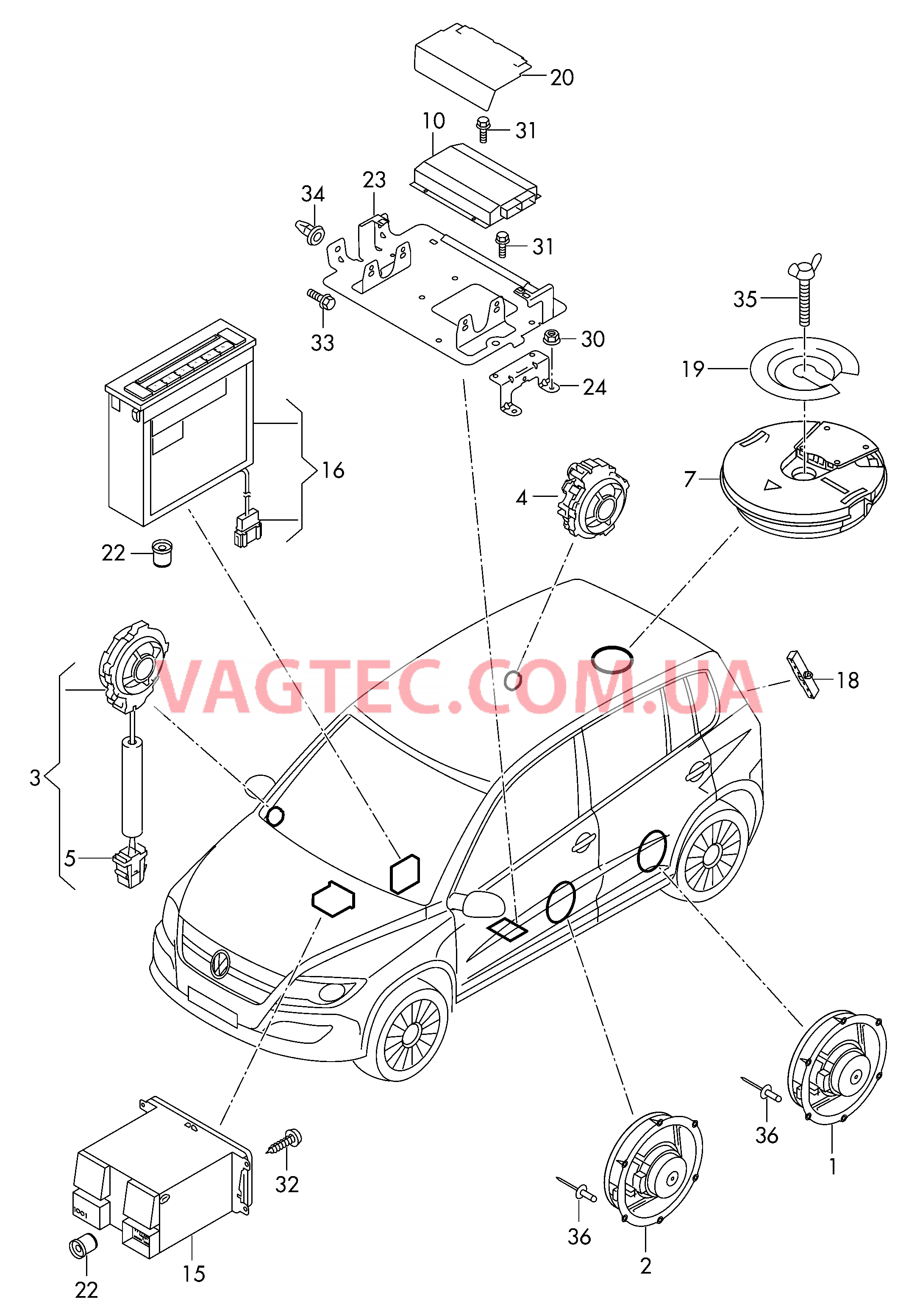 Электрические детали акустической системы  для VOLKSWAGEN Tiguan 2016