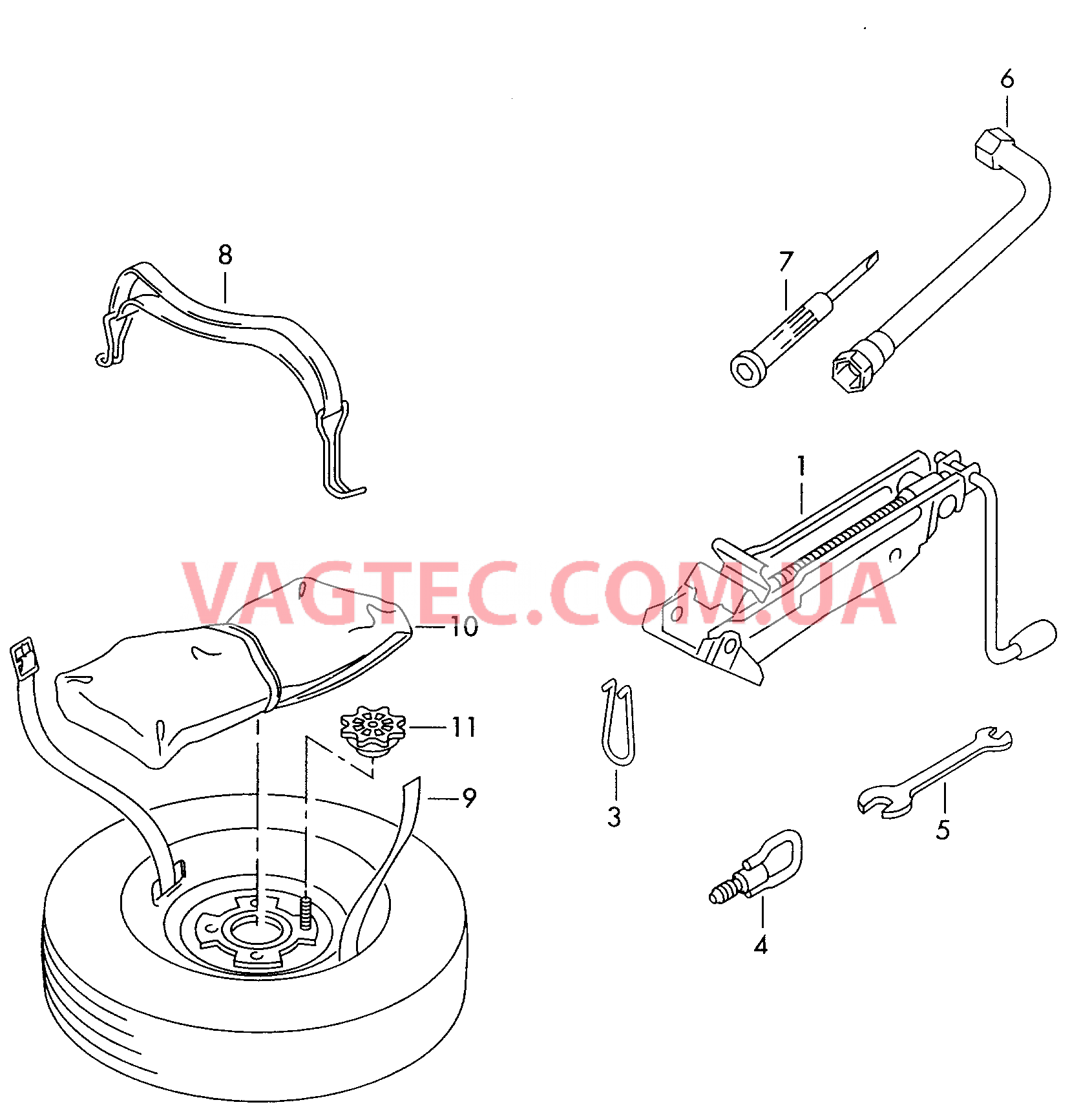 Домкрат автомобильный для VW РOLO  Оригинальные Инструменты для VW РOLO   для VOLKSWAGEN Polo 2000-1