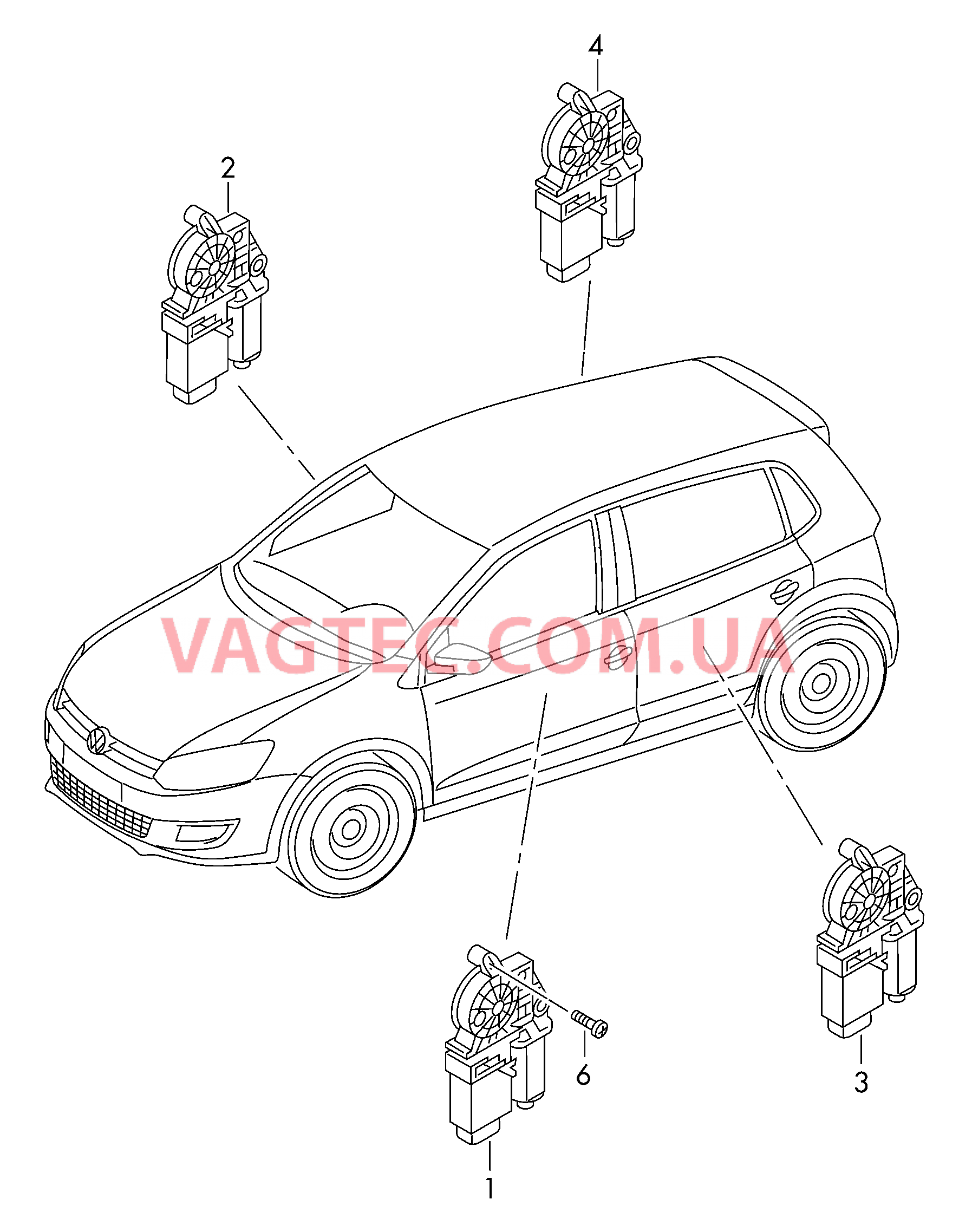 Эл.двигатель стеклоподъёмника  для VOLKSWAGEN Polo 2016-3