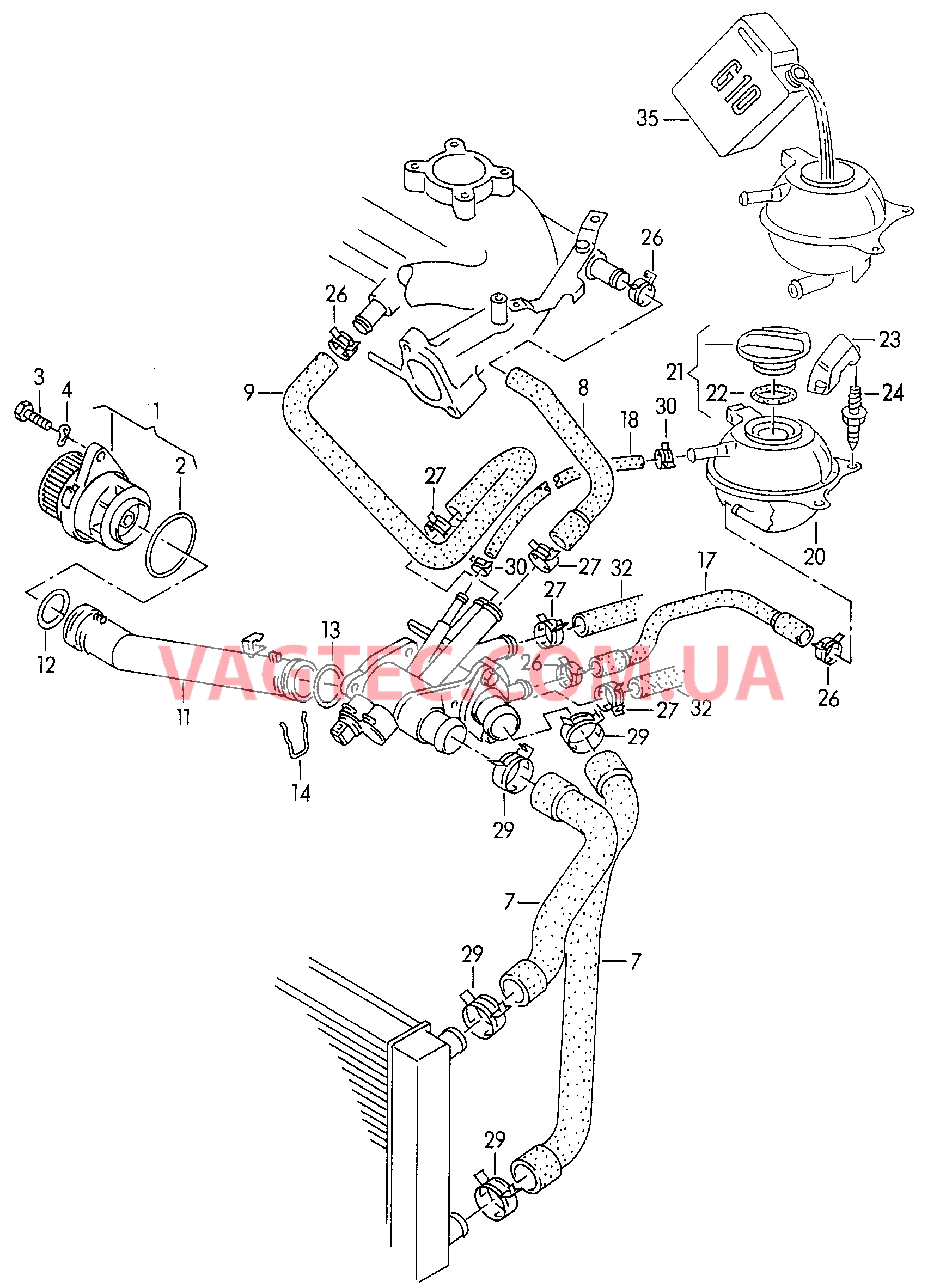 Насос системы охлаждения для VW РOLO  Шланги ОЖ и трубки для VW РOLO  Бачок, компенсационный для VW РOLO   для VOLKSWAGEN Polo 2000