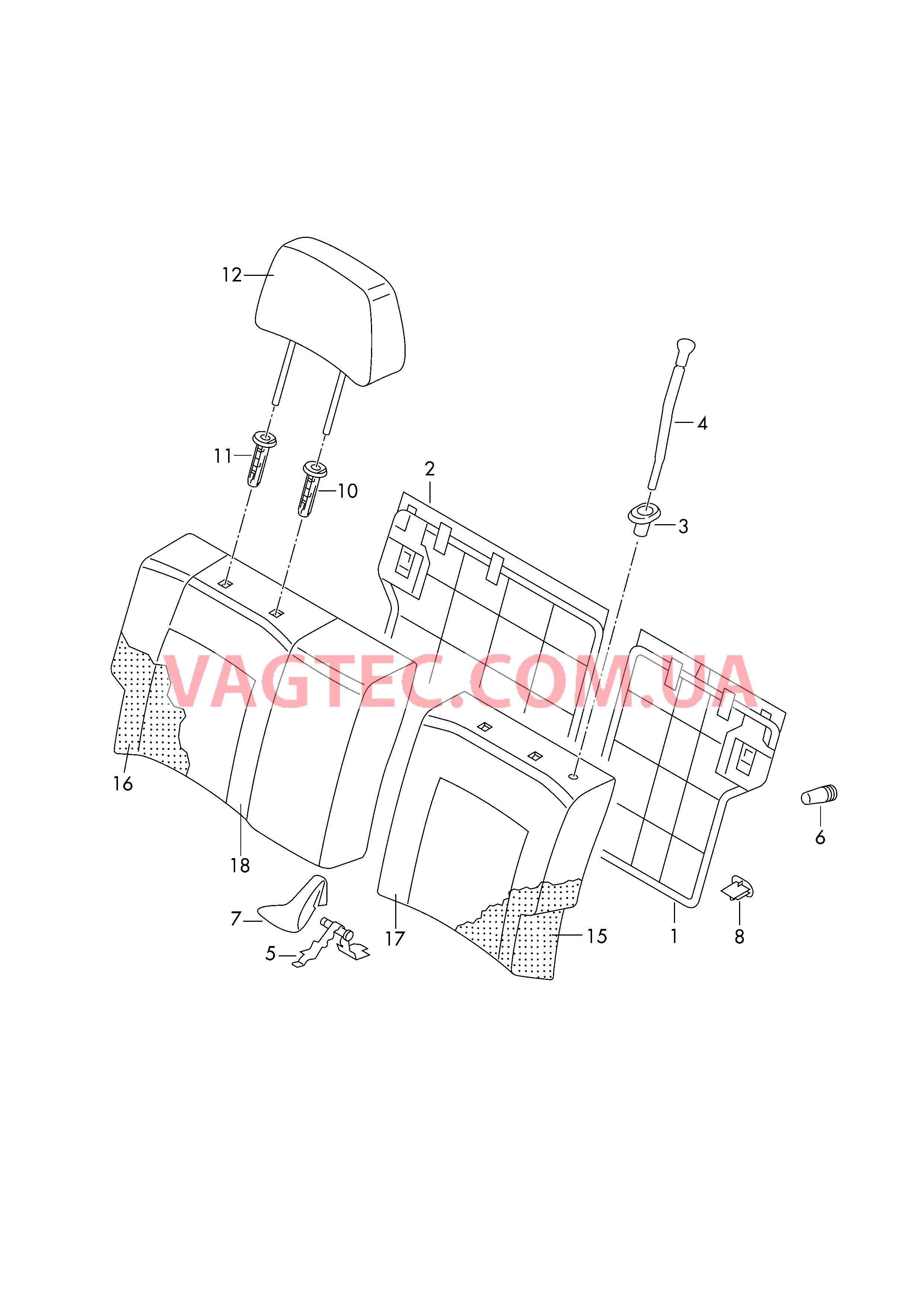 Спинка, раздельная Подголовник  для VOLKSWAGEN Polo 2017-4