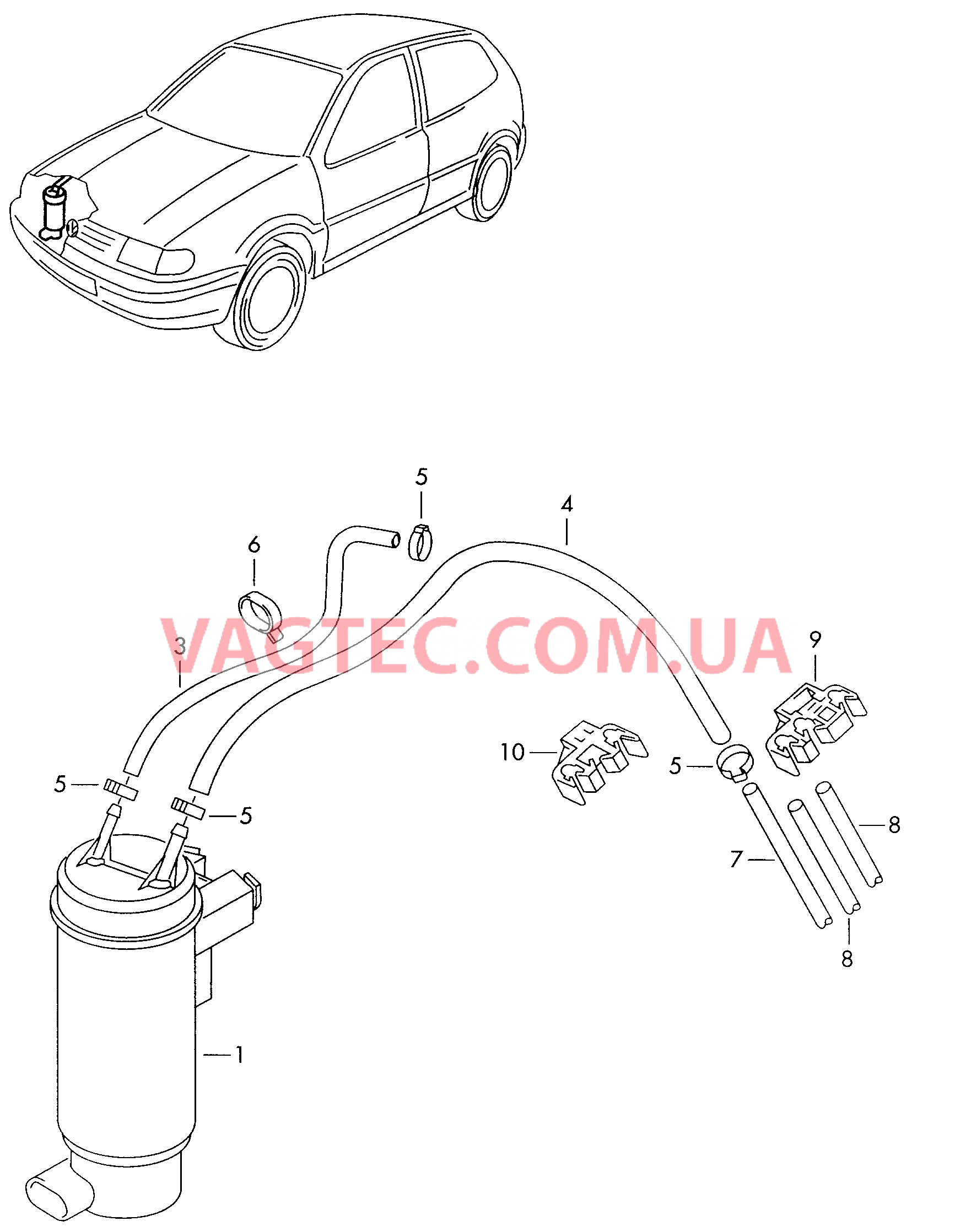 Адсорбер Шланг для удаления воздуха  для VOLKSWAGEN Polo 2002