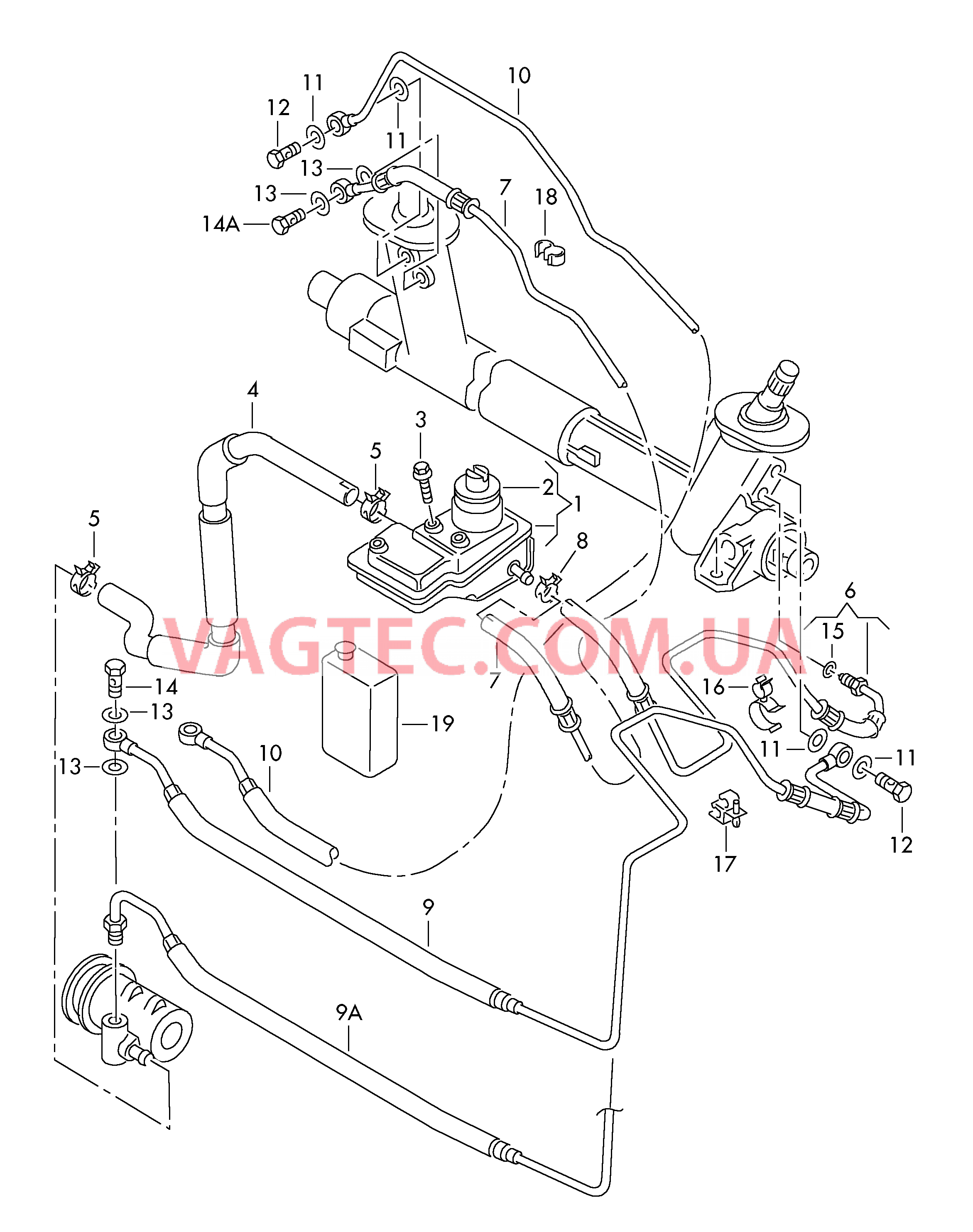 Масляный бачок с соединительными деталями, шлангами для ГУРа для VW РOLO   для VOLKSWAGEN Polo 2000