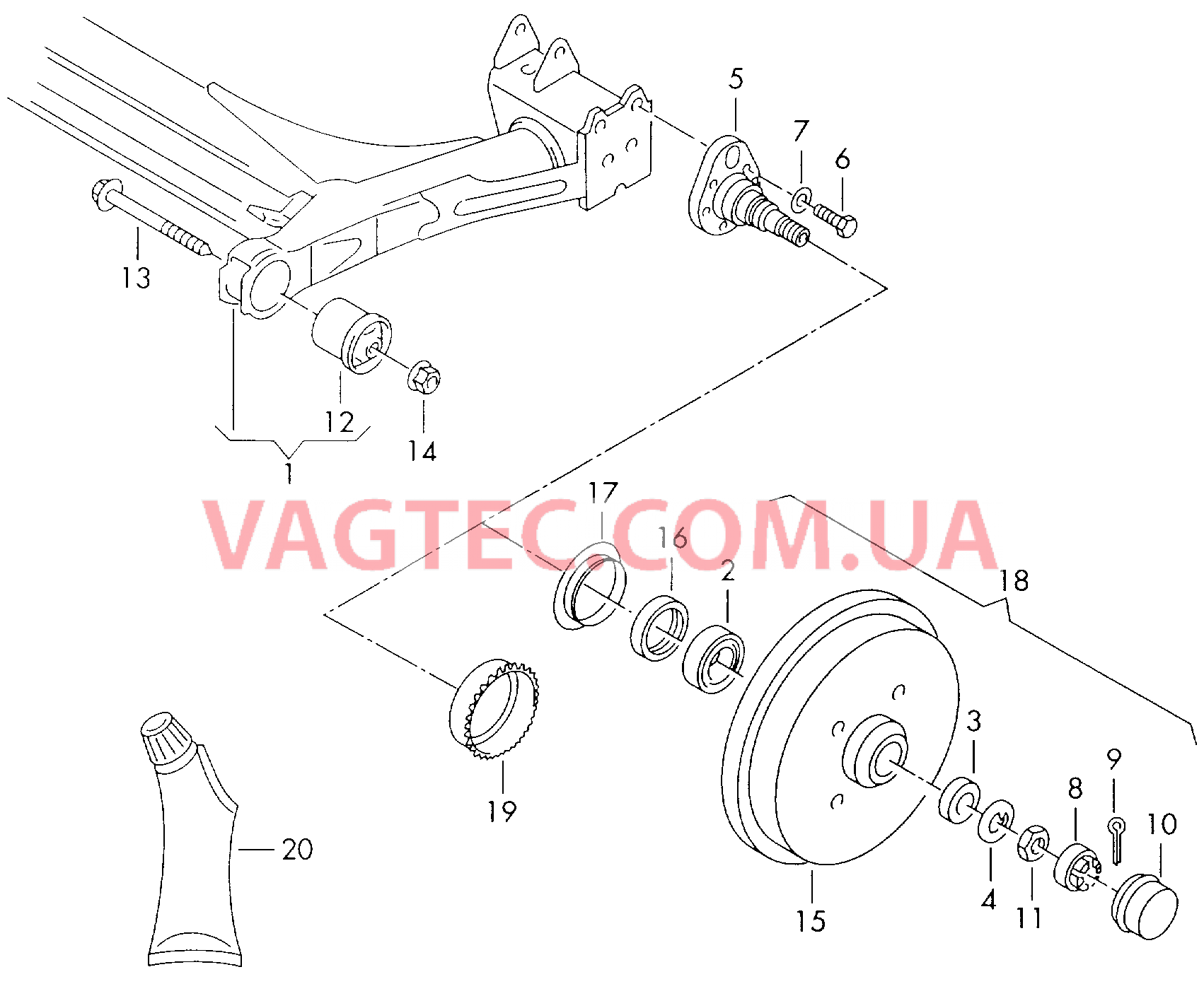 Балка заднего моста с деталями для VW РOLO  F  >> 6N-XY379 991 для VOLKSWAGEN Polo 2000