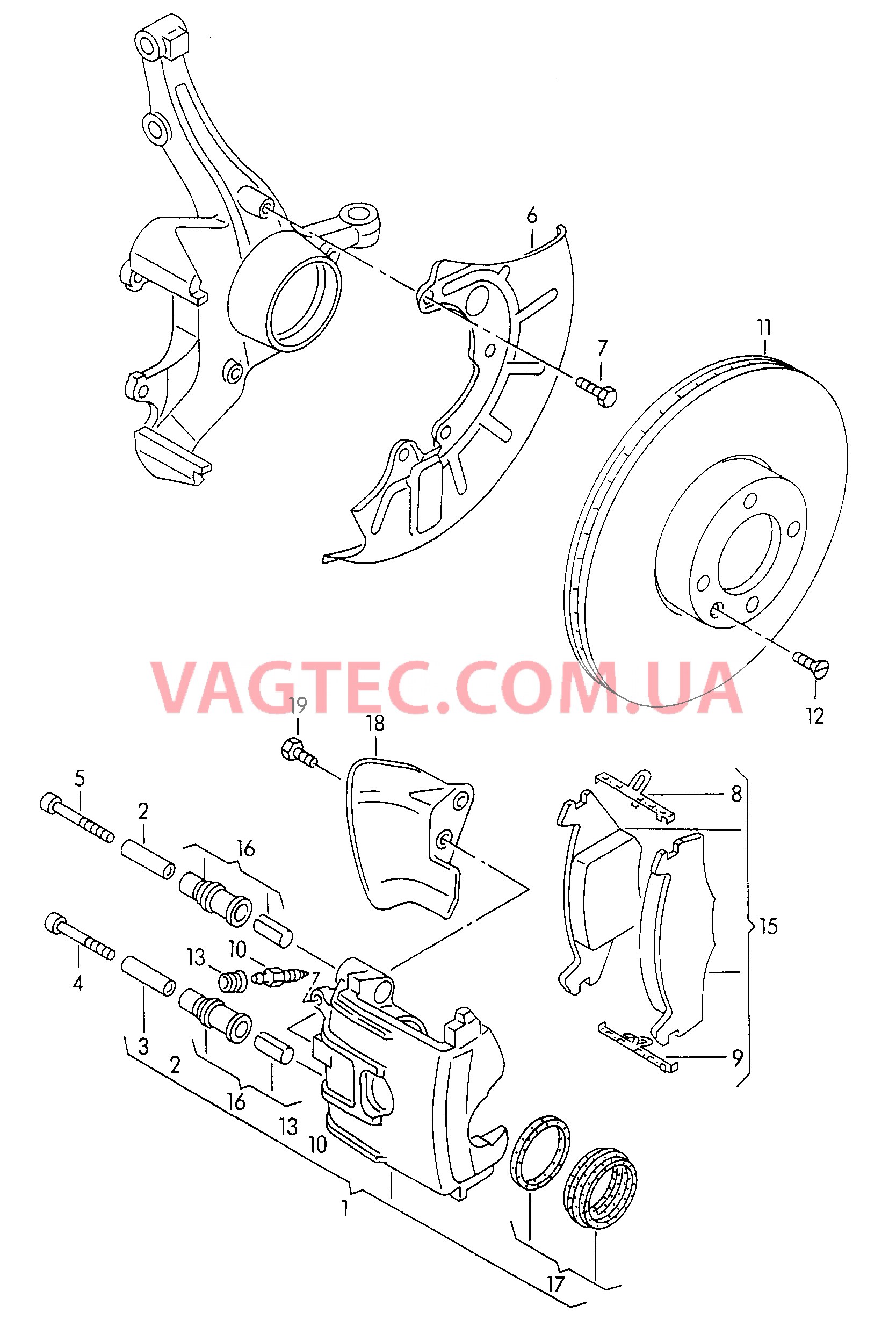 Дисковые тормоза, тормозной диск, колодки, супорт  для VW РOLO  F 6N-SY087 411>>*6N-TY140 000* F 6N-SW008 501>>*6N-TW082 000* для VOLKSWAGEN Polo 2000