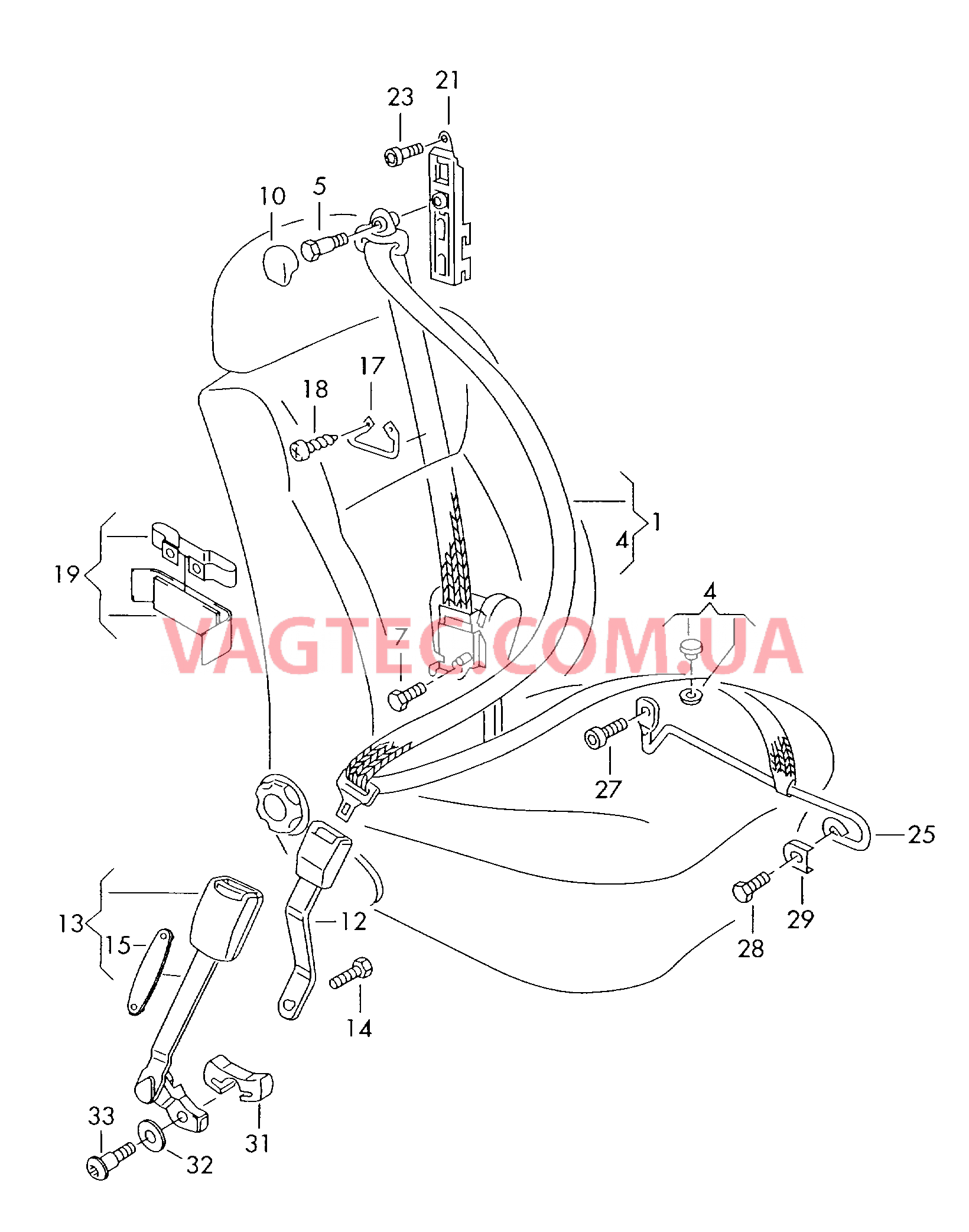 Трехточечн. ремень безопасн.  для VOLKSWAGEN Polo 2000-2