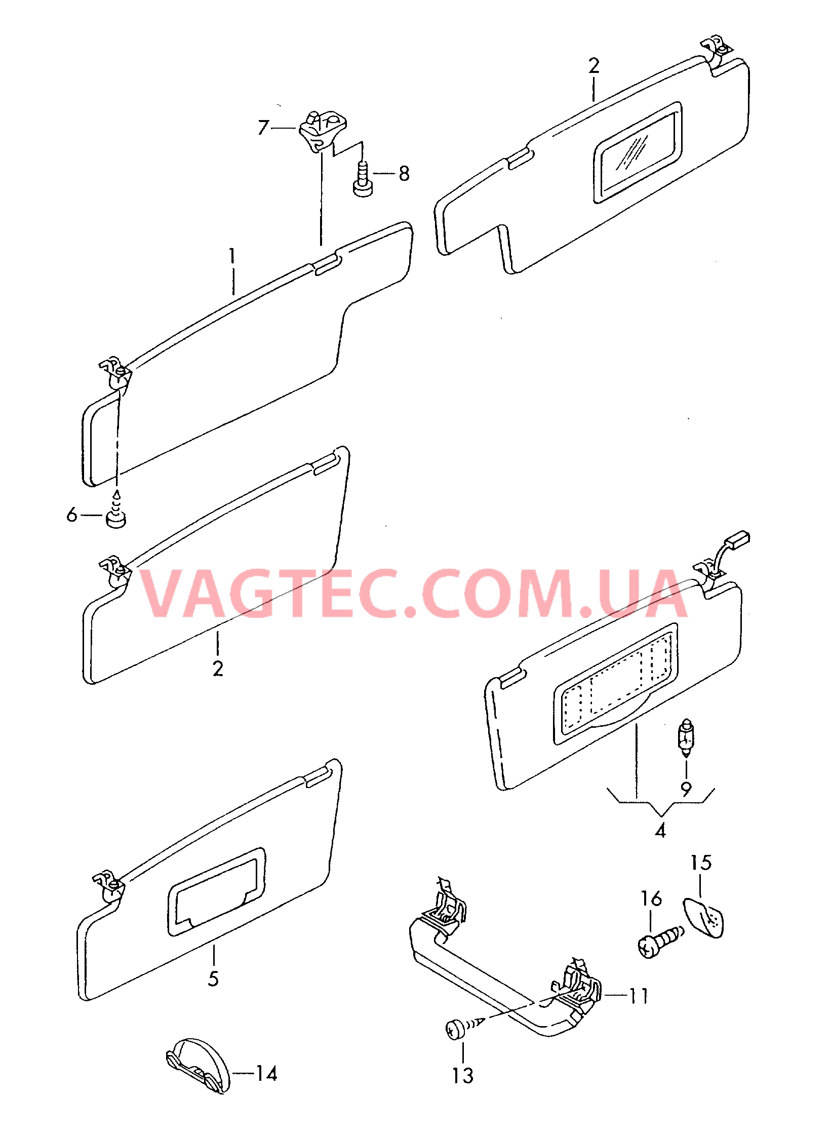 Козырьки солнцезащитные для VW РOLO  Ручка для VW РOLO   для VOLKSWAGEN Polo 2000