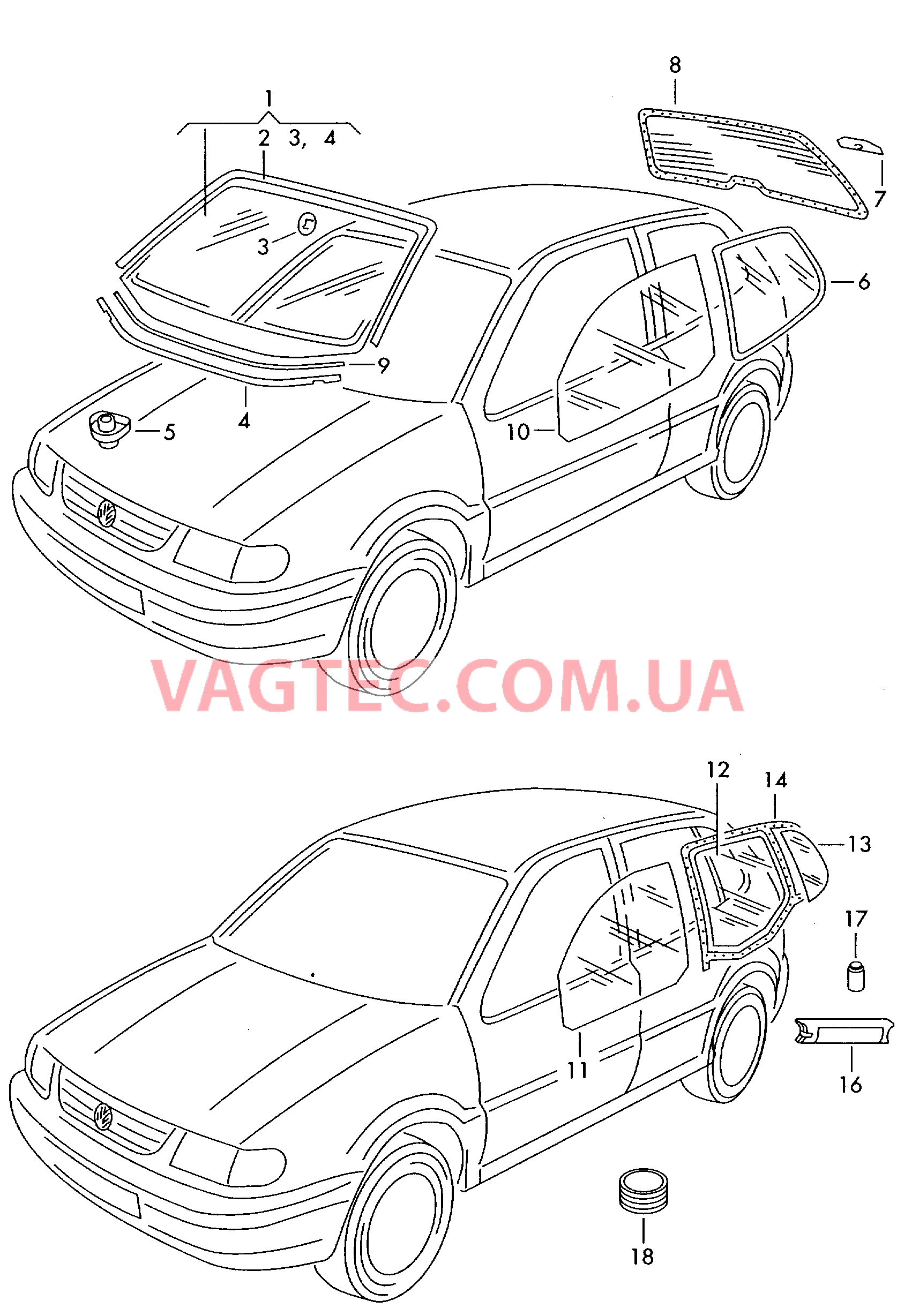 Cтекла оконные, уплотнители  для VOLKSWAGEN Polo 2002