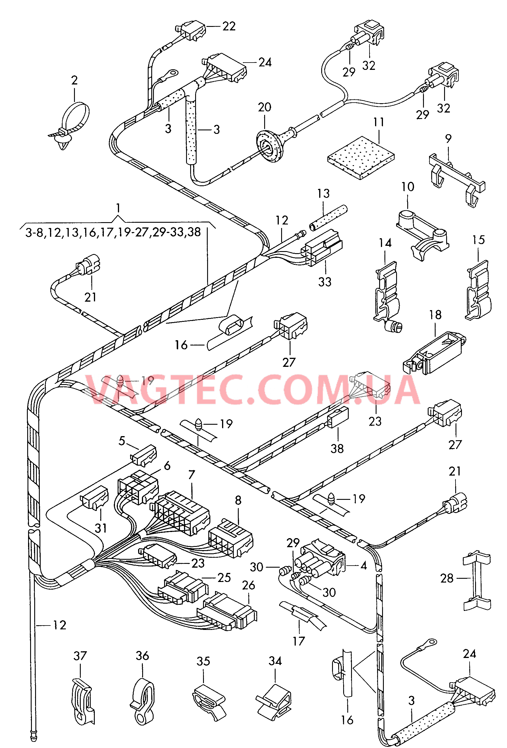 Жгут проводов для салона для VW РOLO  F >> 6N-WY000 157 F >> 6N-WW001 000 для VOLKSWAGEN Polo 2000