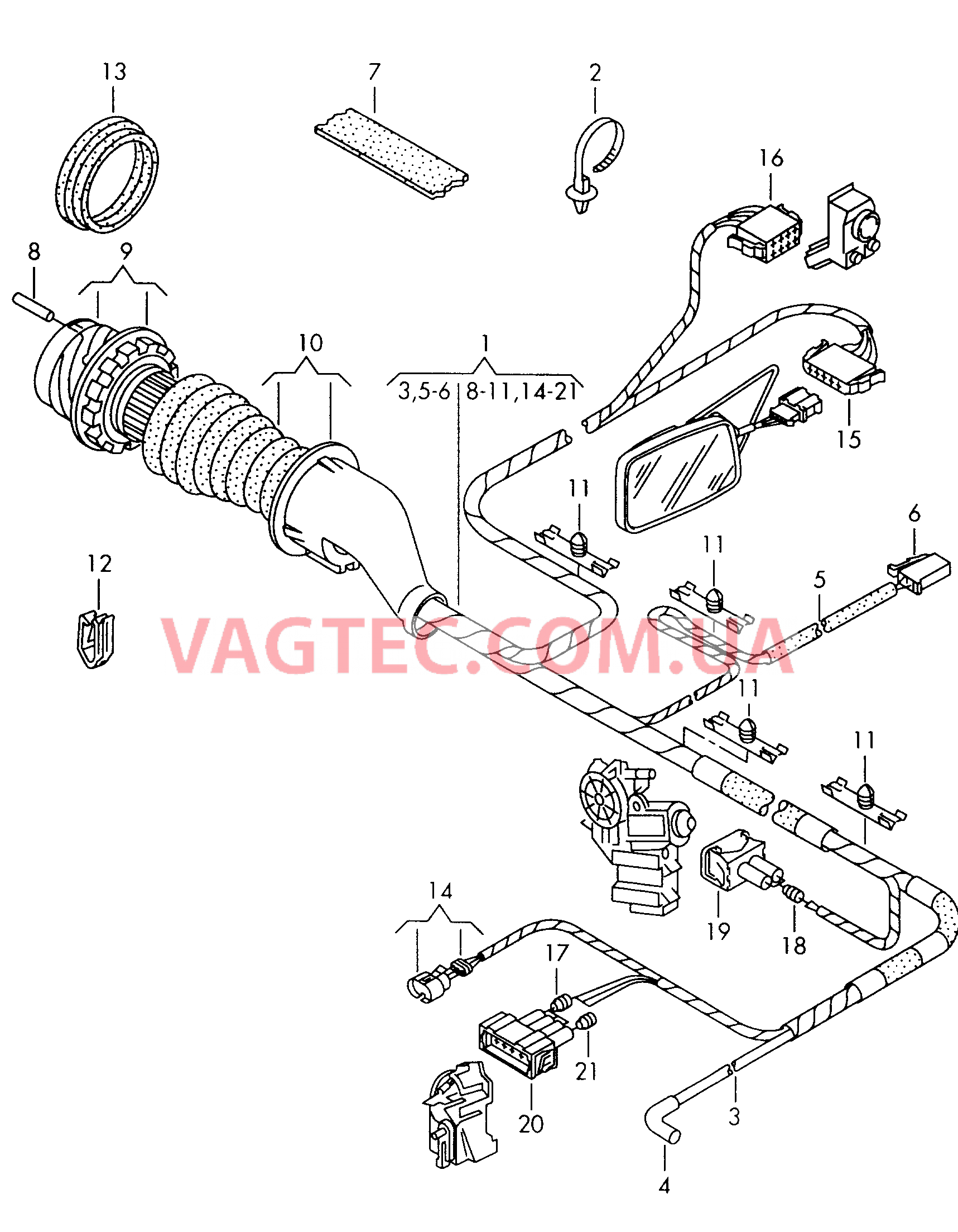 Жгут проводов двери  для VOLKSWAGEN Polo 2002