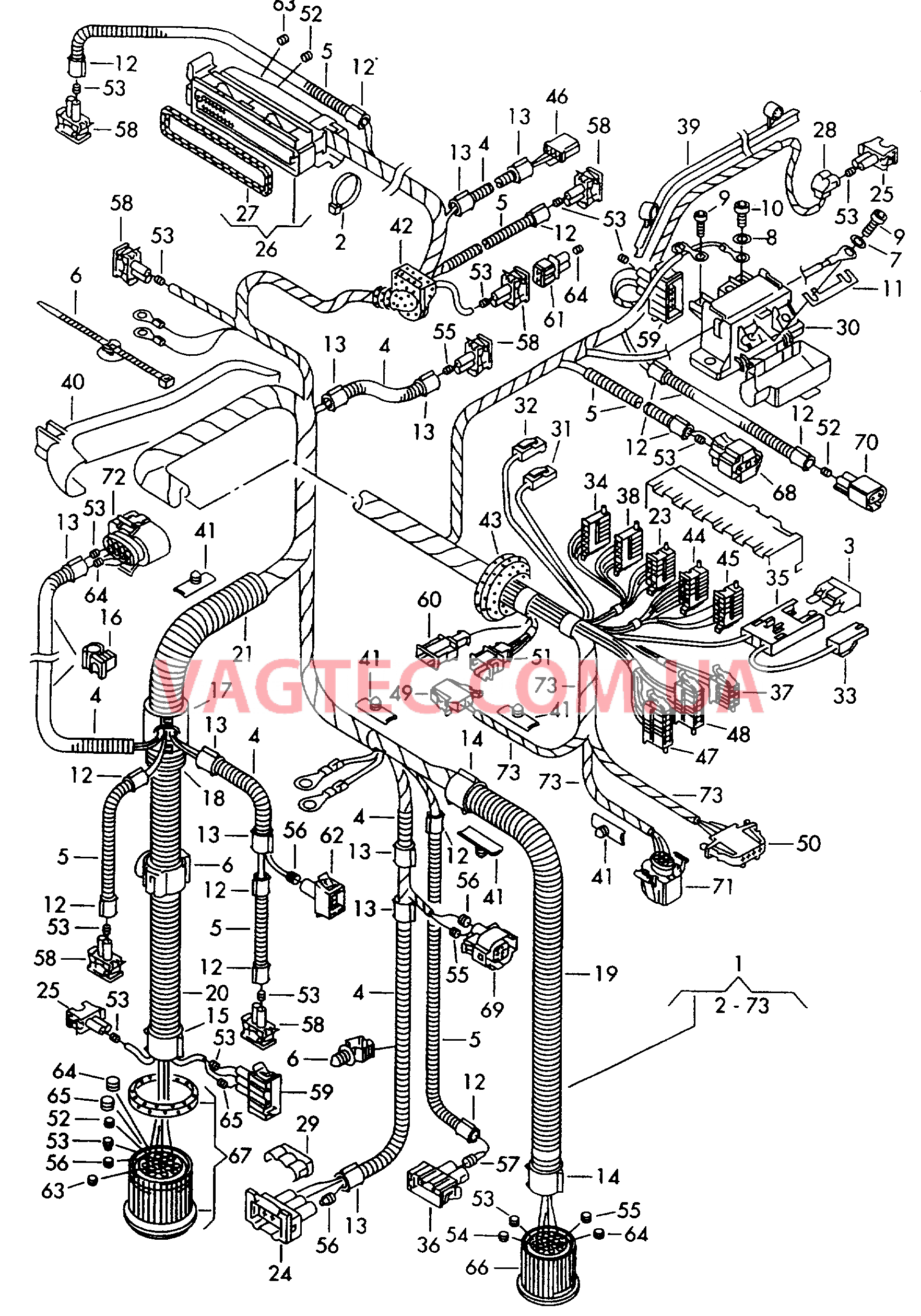 Жгут проводов для моторн. отс.  F             >> 6N-WY000 157 F             >> 6N-WW001 000 для VOLKSWAGEN Polo 2000