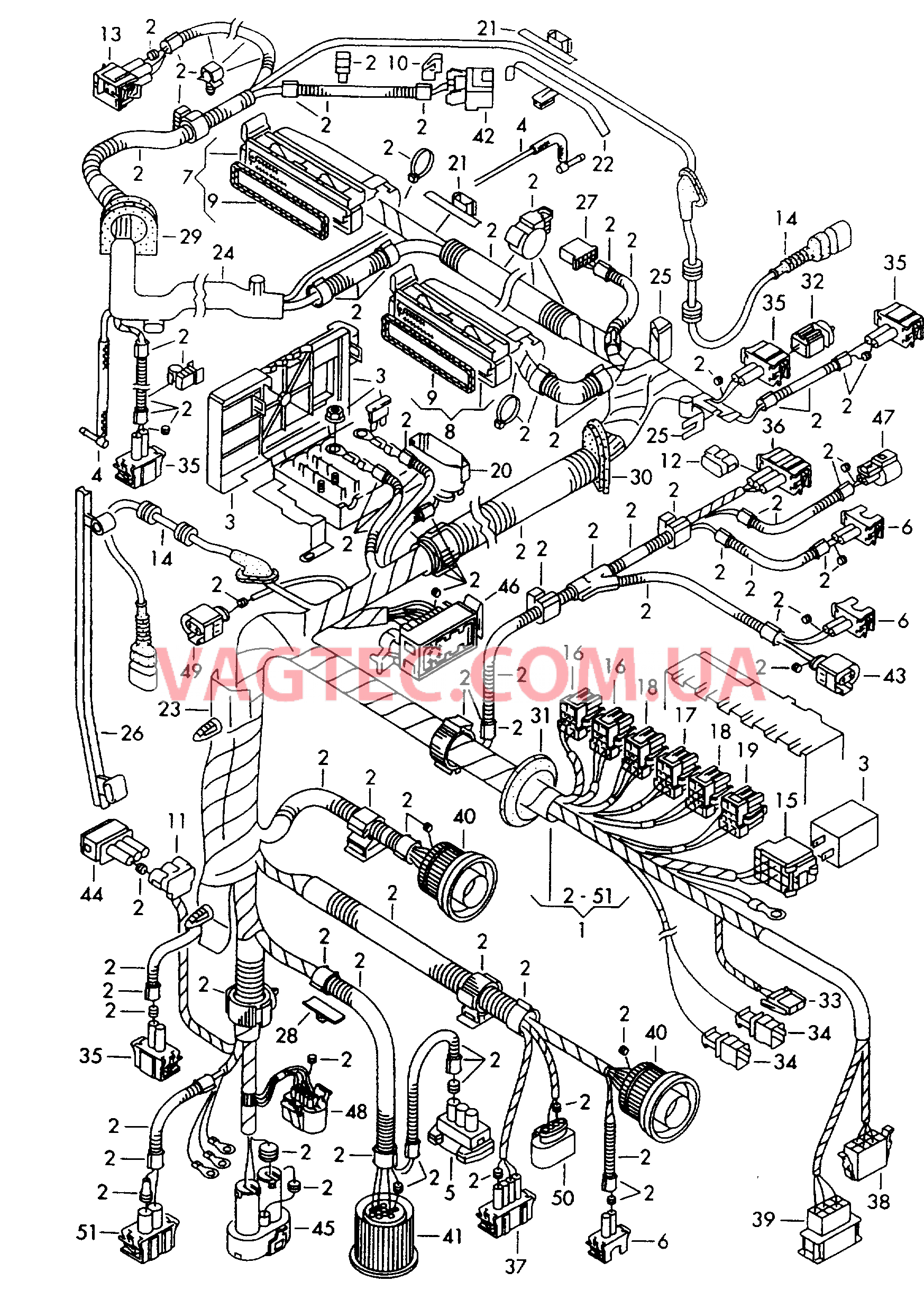 Жгут проводов для моторн. отс.  F 6N-WY000 158>> F 6N-WW001 001>> для VOLKSWAGEN Polo 2000