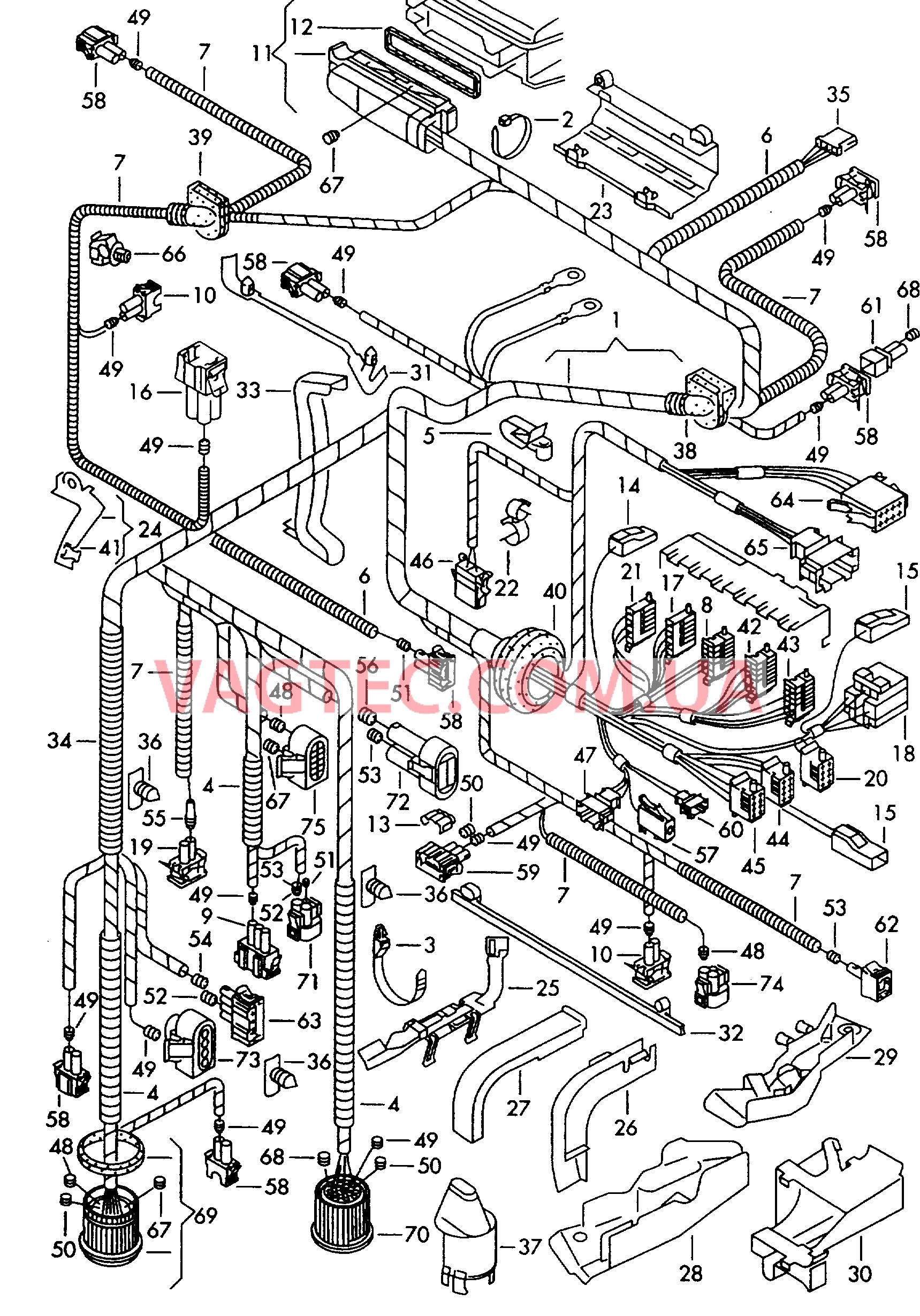 Жгут проводов для моторн. отс.  F 6N-S-000 001>> 6N-WY000 157 F 6N-S-000 001>> 6N-WW001 000 для VOLKSWAGEN Polo 2000