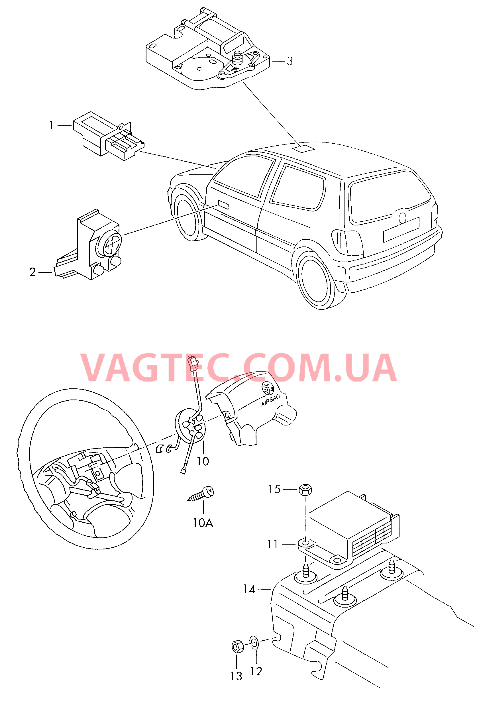 Резистор дополнительный для VW РOLO  Выключатель на крыше для VW РOLO  Выключатель в обивке двери для VW РOLO  Электродетали для подуш.безоп. для VW РOLO   для VOLKSWAGEN Polo 2000