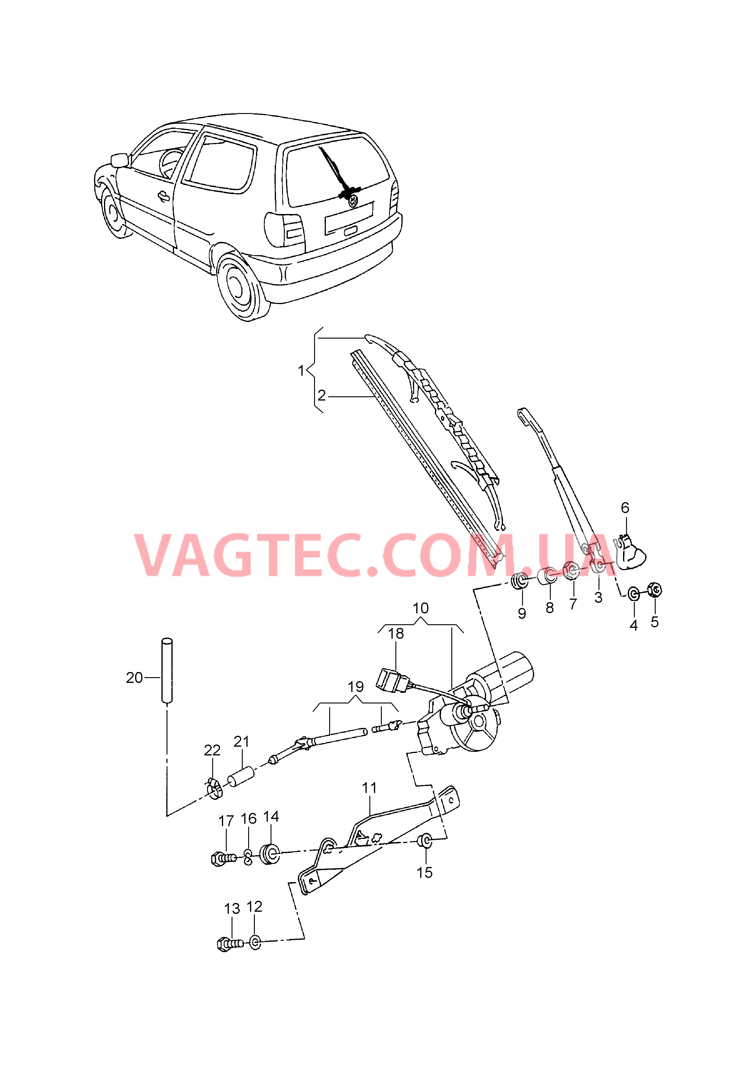 Стеклоочиститель/омыватель для заднего стекла для VW РOLO   для VOLKSWAGEN Polo 2000