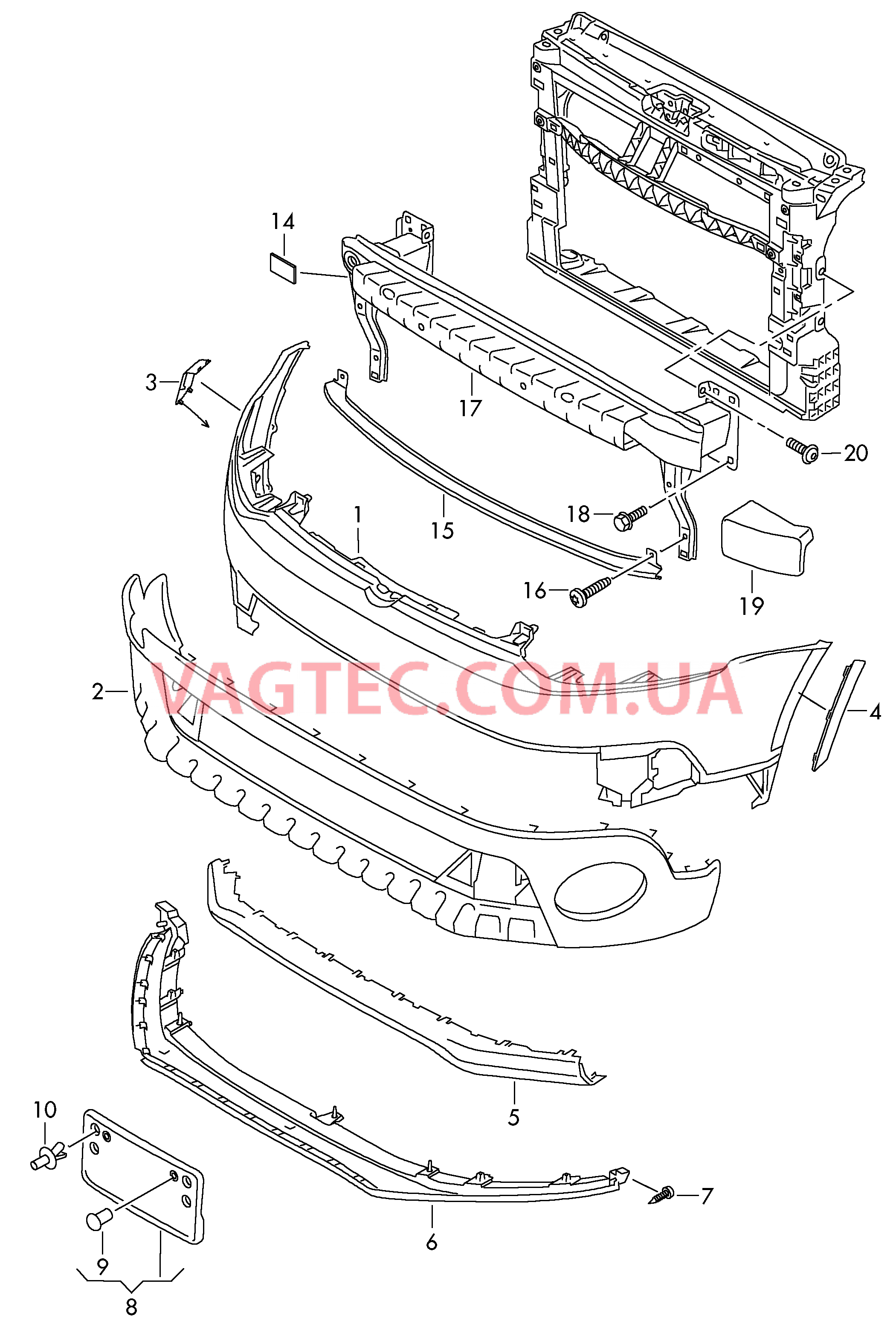 Бампер  для VOLKSWAGEN Polo 2014-2