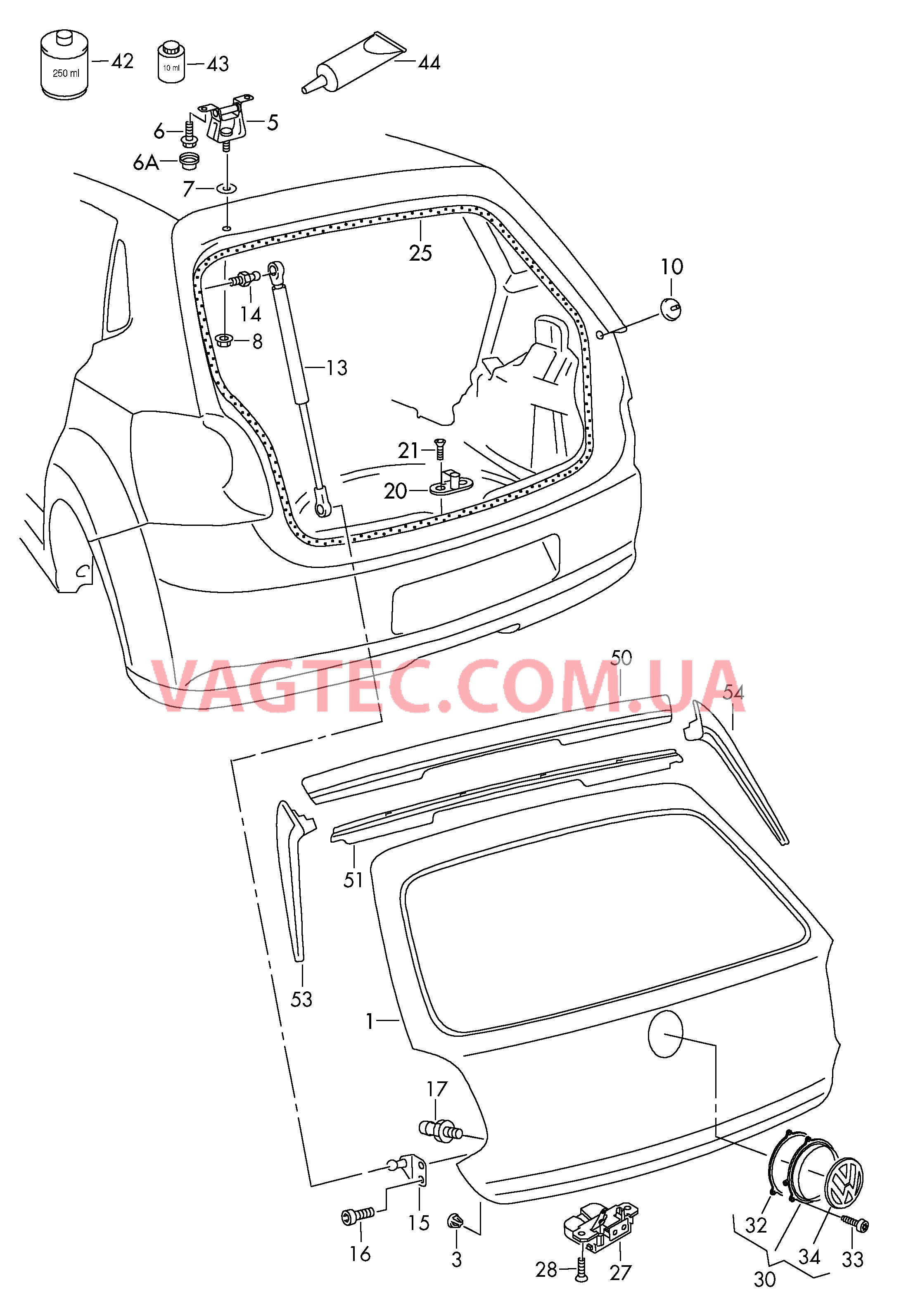 Крышка багажного отсека Замок Cпойлер вдоль края крыши  для VOLKSWAGEN Polo 2010v