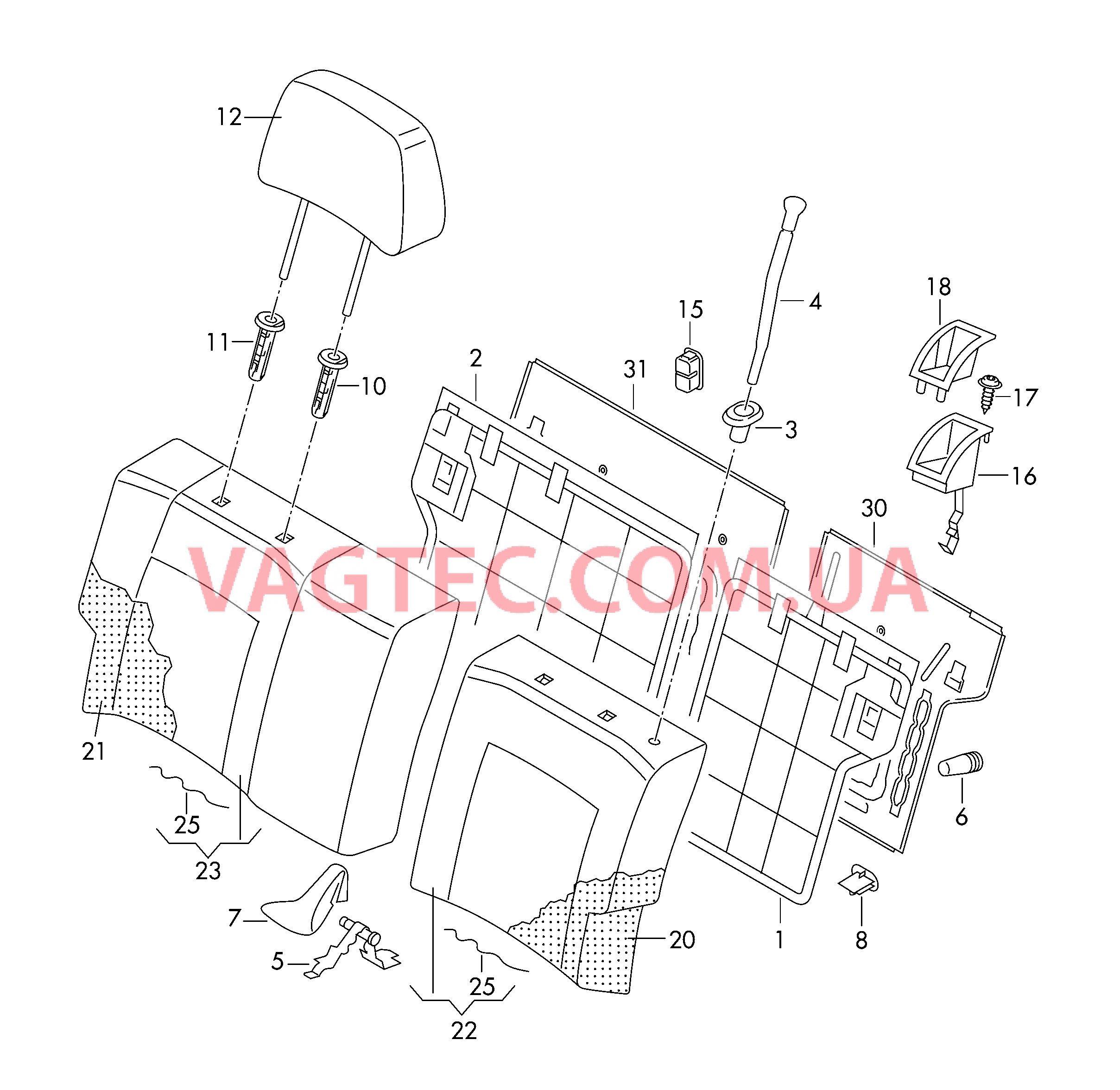 Спинка, раздельная Подголовник  для VOLKSWAGEN Polo 2014-1