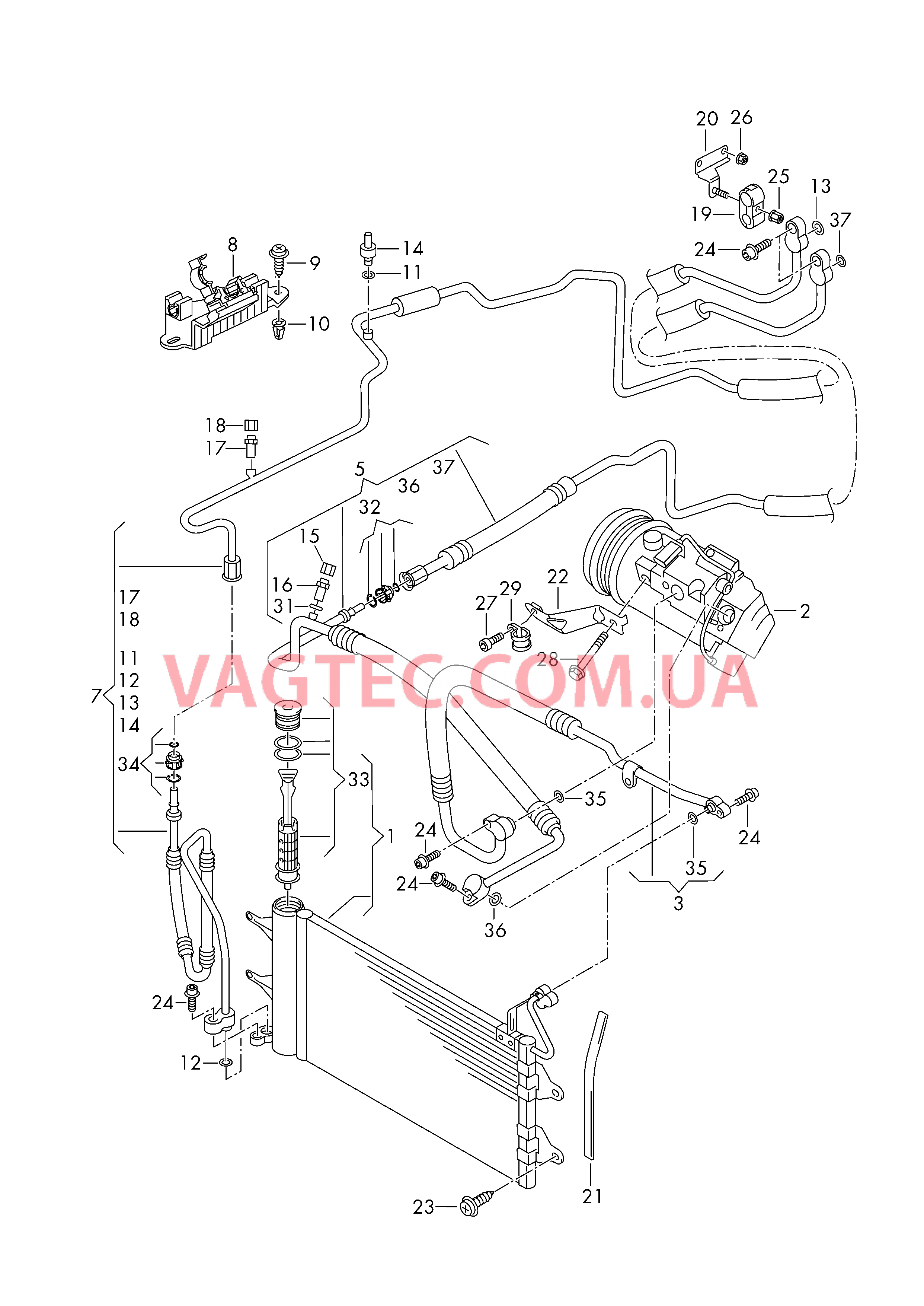 Конденсатор климат.установки Бачок для жидкости Циркуляция хладагента  для VOLKSWAGEN AME 2019