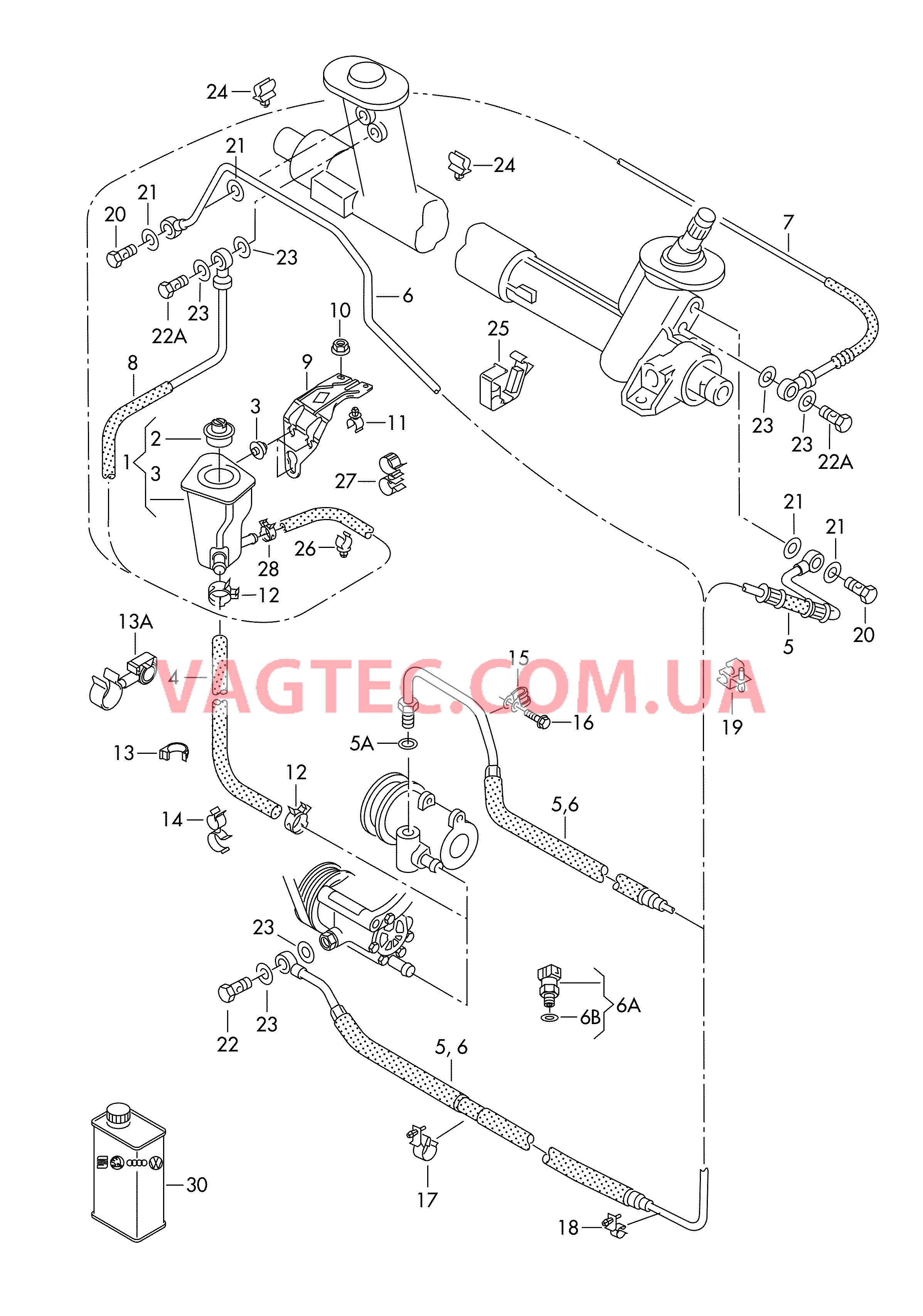 Масляный бачок с соединительными деталями, шлангами  для ГУРа  для VOLKSWAGEN Polo 2001