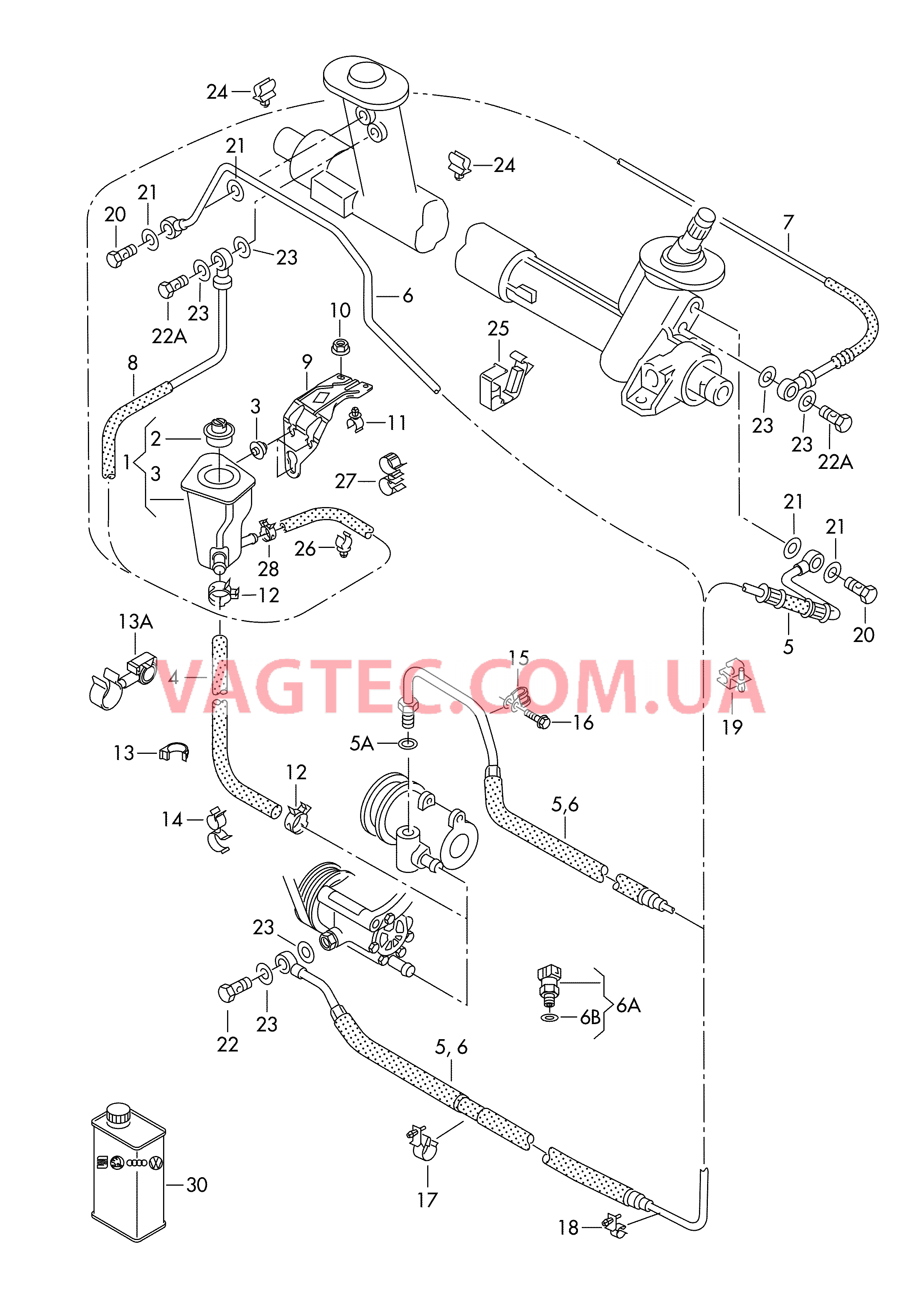 Масляный бачок с соединительными деталями, шлангами  для ГУРа  для VOLKSWAGEN Polo 2000-2