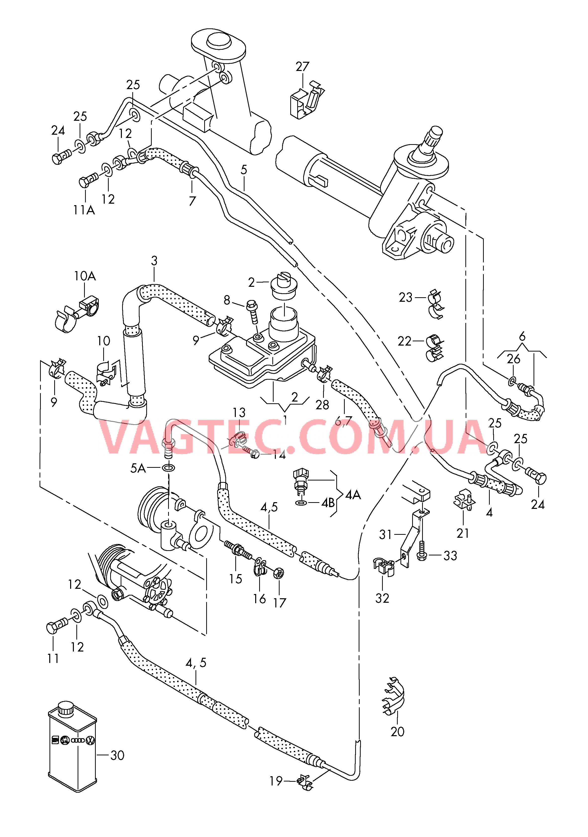 Масляный бачок с соединительными деталями, шлангами  для ГУРа  для VOLKSWAGEN Polo 2000-2